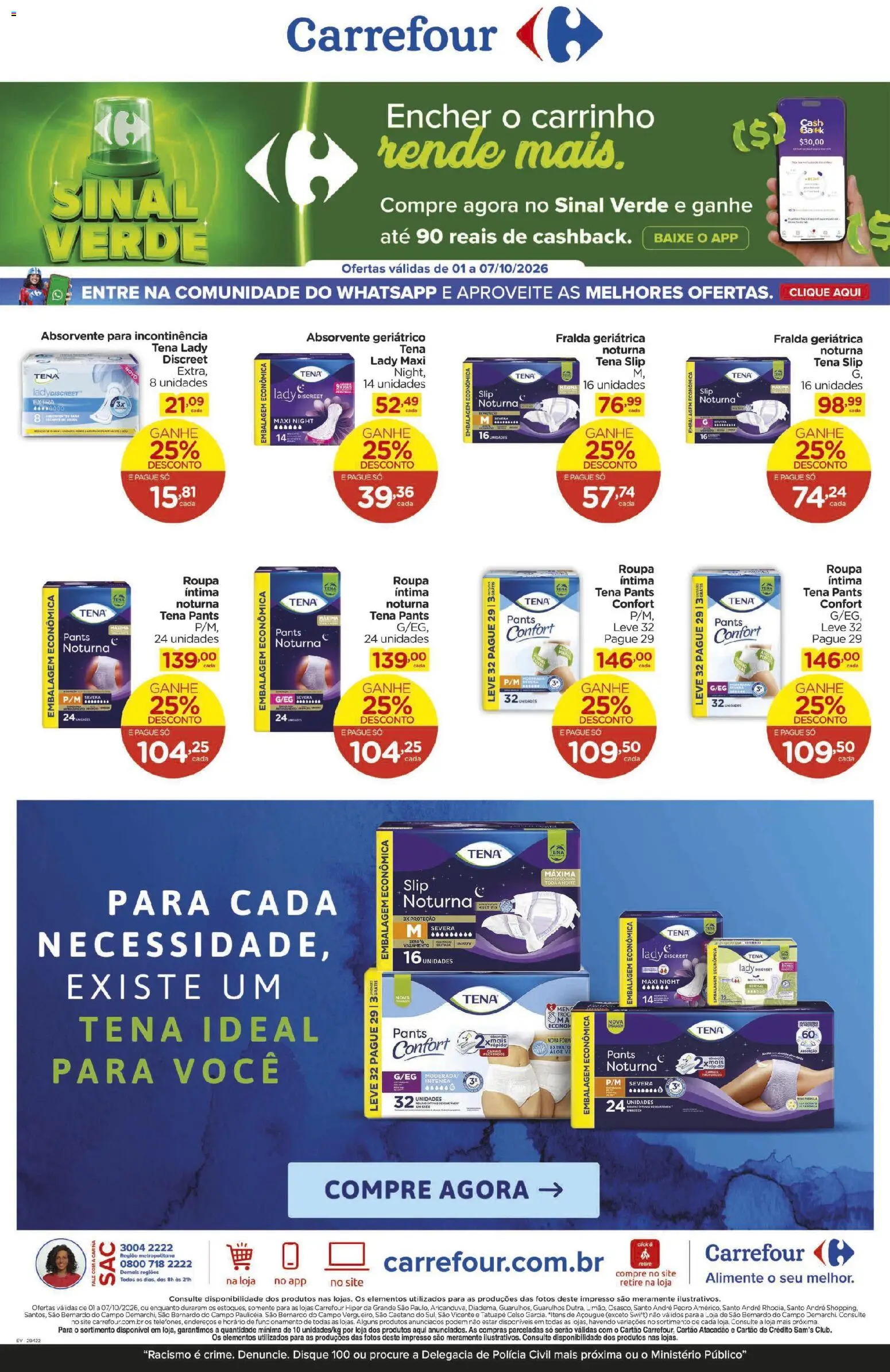 Carrefour Folheto - válido de 01/10/2026 | Página: 1 | Produtos: Carrinho, Absorvente