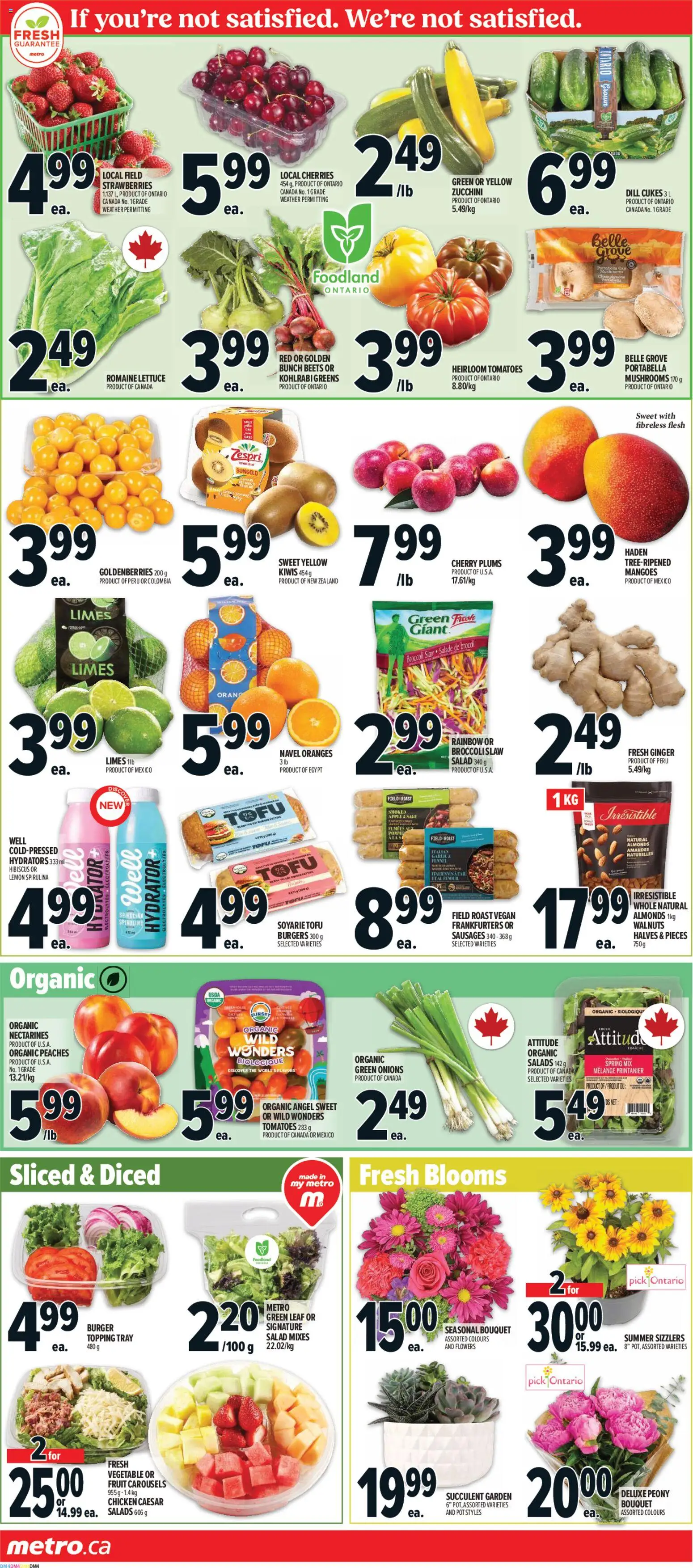 Metro flyer valid from Jul 9, 2026 | Page: 5 | Products: Strawberries, Salad, Chicken, Oranges
