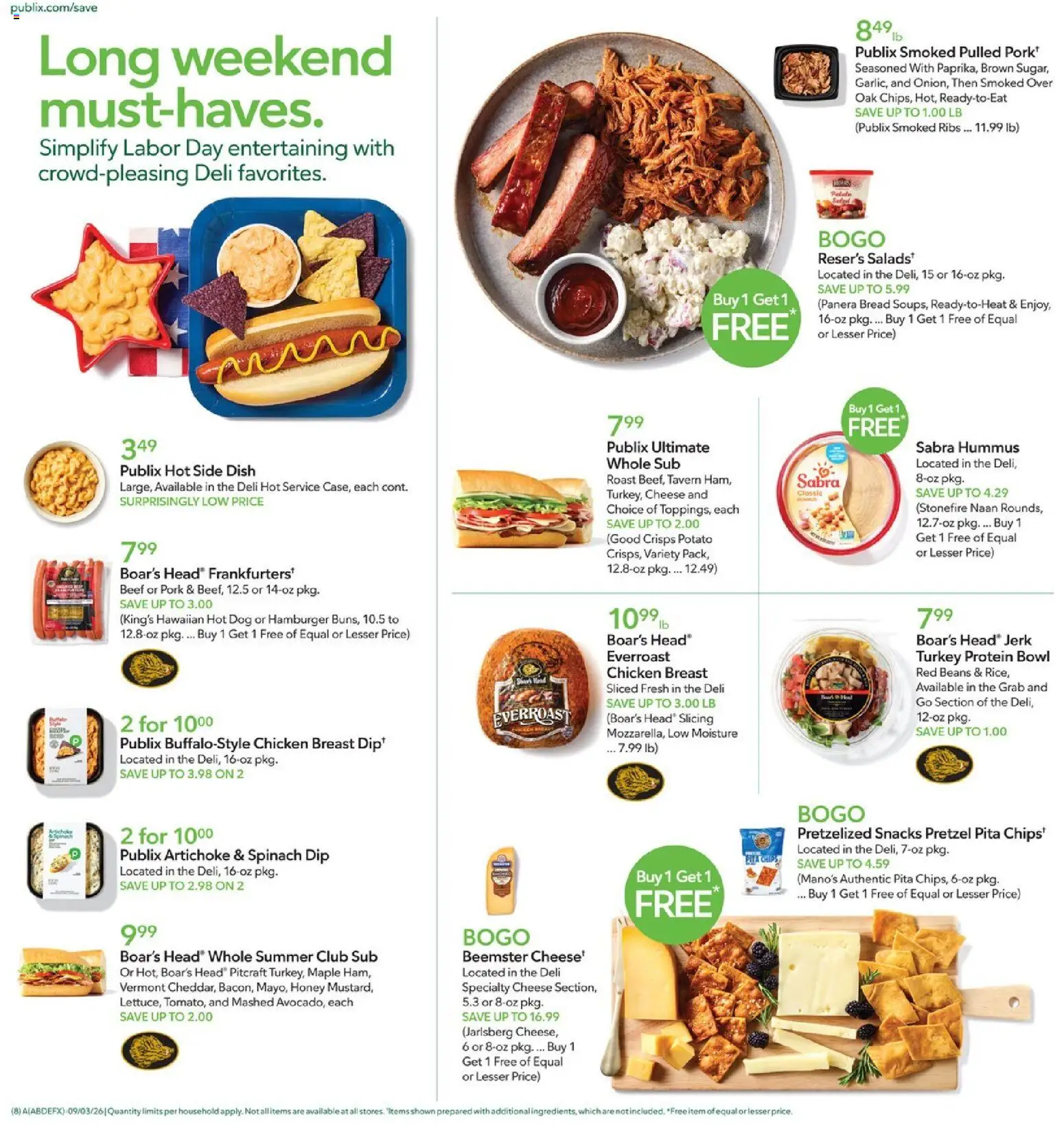 Publix Weekly Ad - valid from 09/02/2026 | Page: 8 | Products: Turkey, Honey, Hamburger, Protein