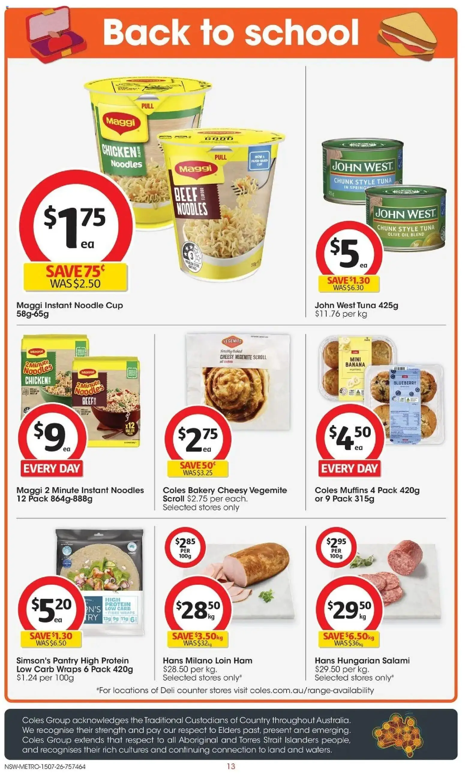 Coles catalogue - valid from 15/07/2026 | Page: 13 | Products: Oil, Ham, Noodles, Vegemite