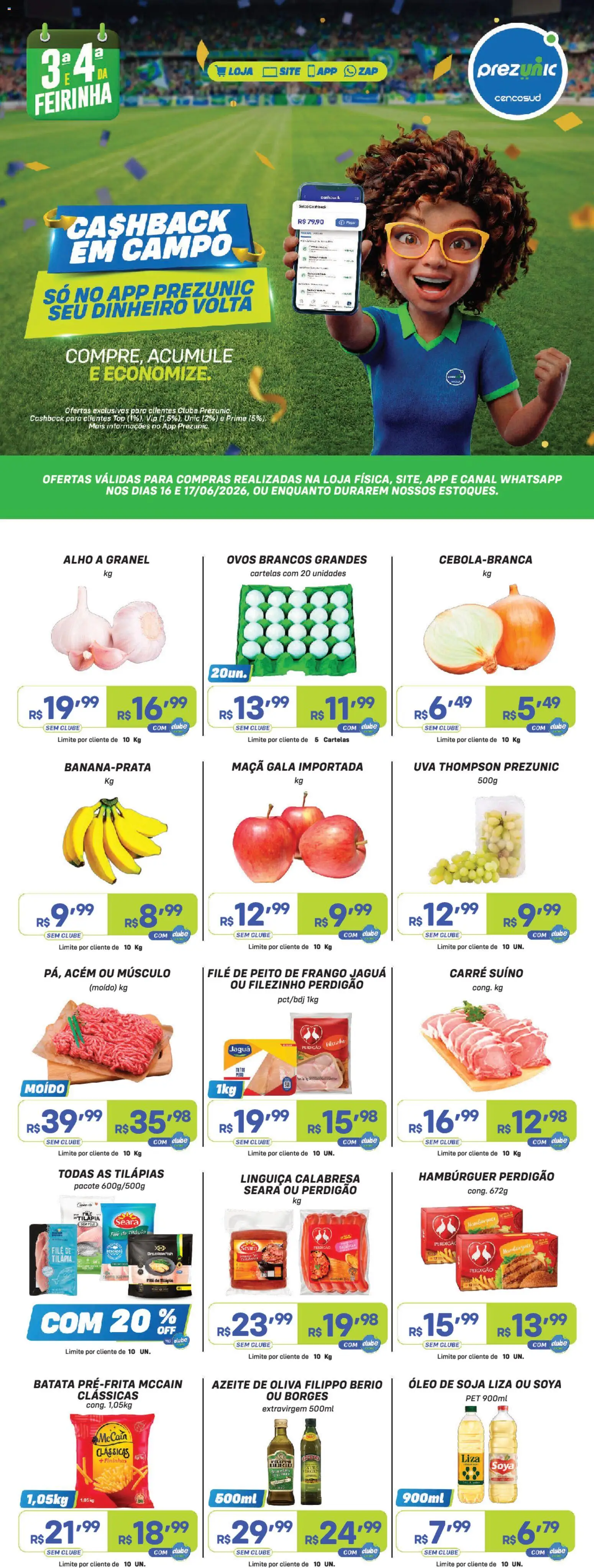 Prezunic Folheto - válido de 16.06.2026 | Página: 1 | Produtos: Acém, Ovos, Frango, Peito de frango