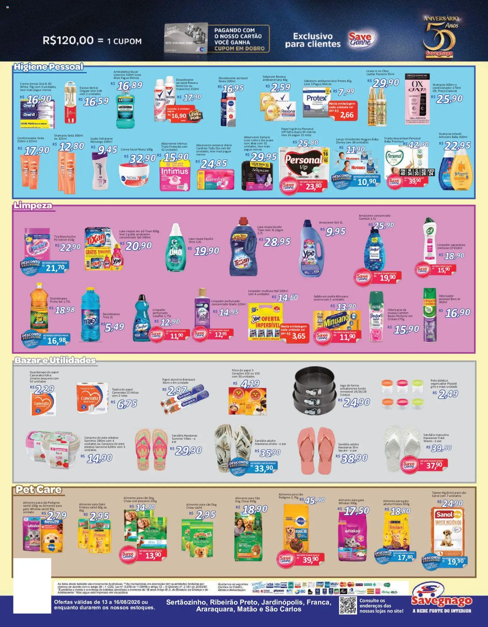 Savegnago Folheto - válido de 13/08/2026 | Página: 4 | Produtos: Organizador, Lenço, Lenço umedecido, Papel higiênico