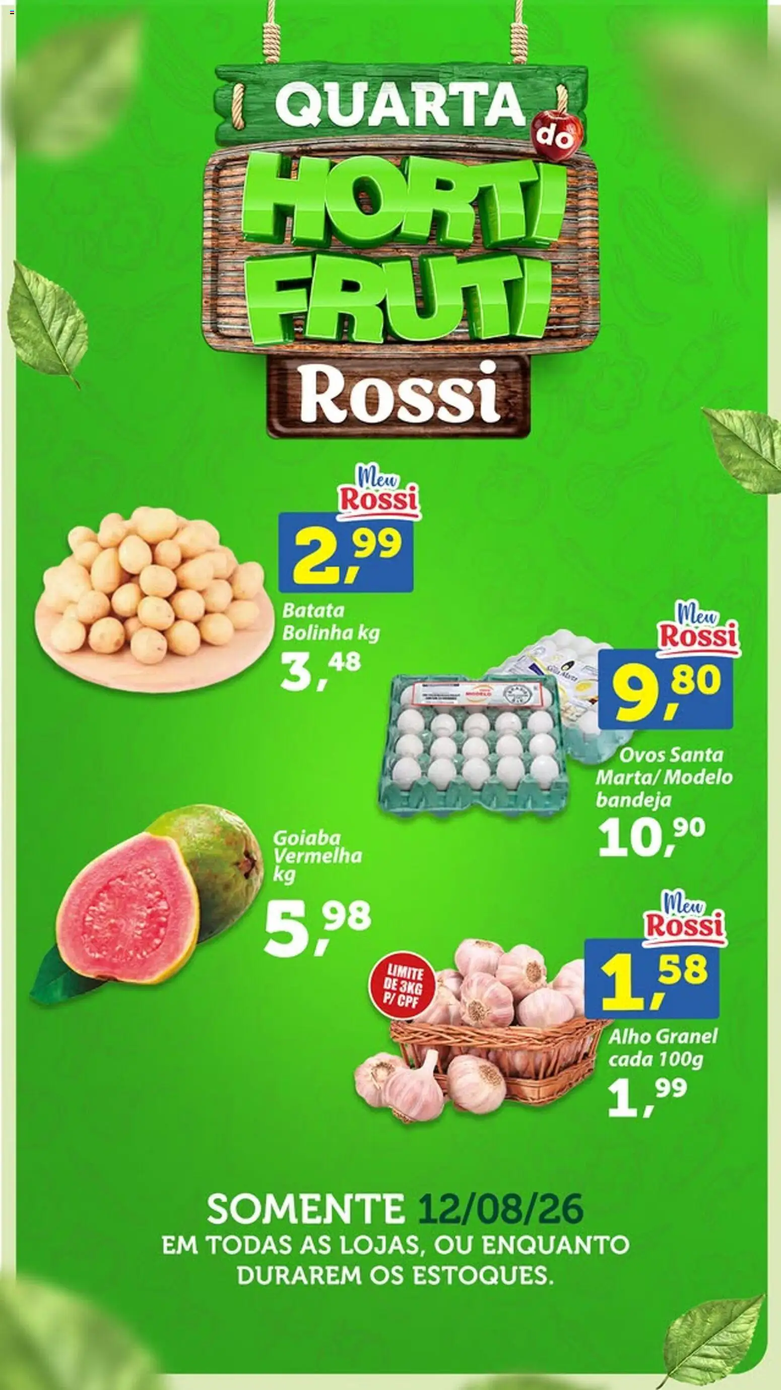 Rossi Supermercados Folheto - válido de 12/08/2026 | Página: 2 | Produtos: Goiaba, Ovos, Bandeja, Batata