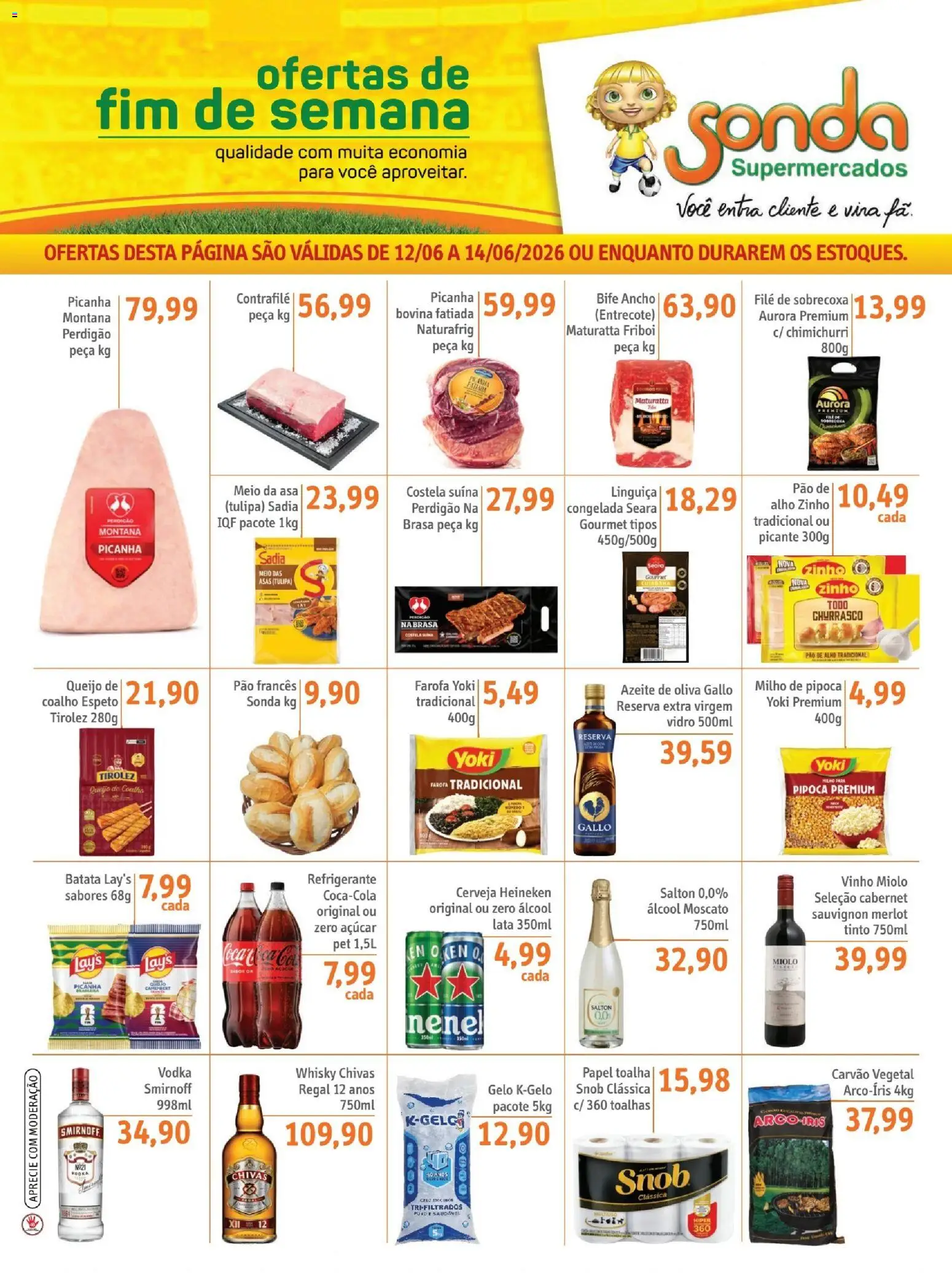 Sonda Folheto - válido de 12.06.2026 | Página: 1 | Produtos: Papel toalha, Alho, Cerveja Heineken, Farofa