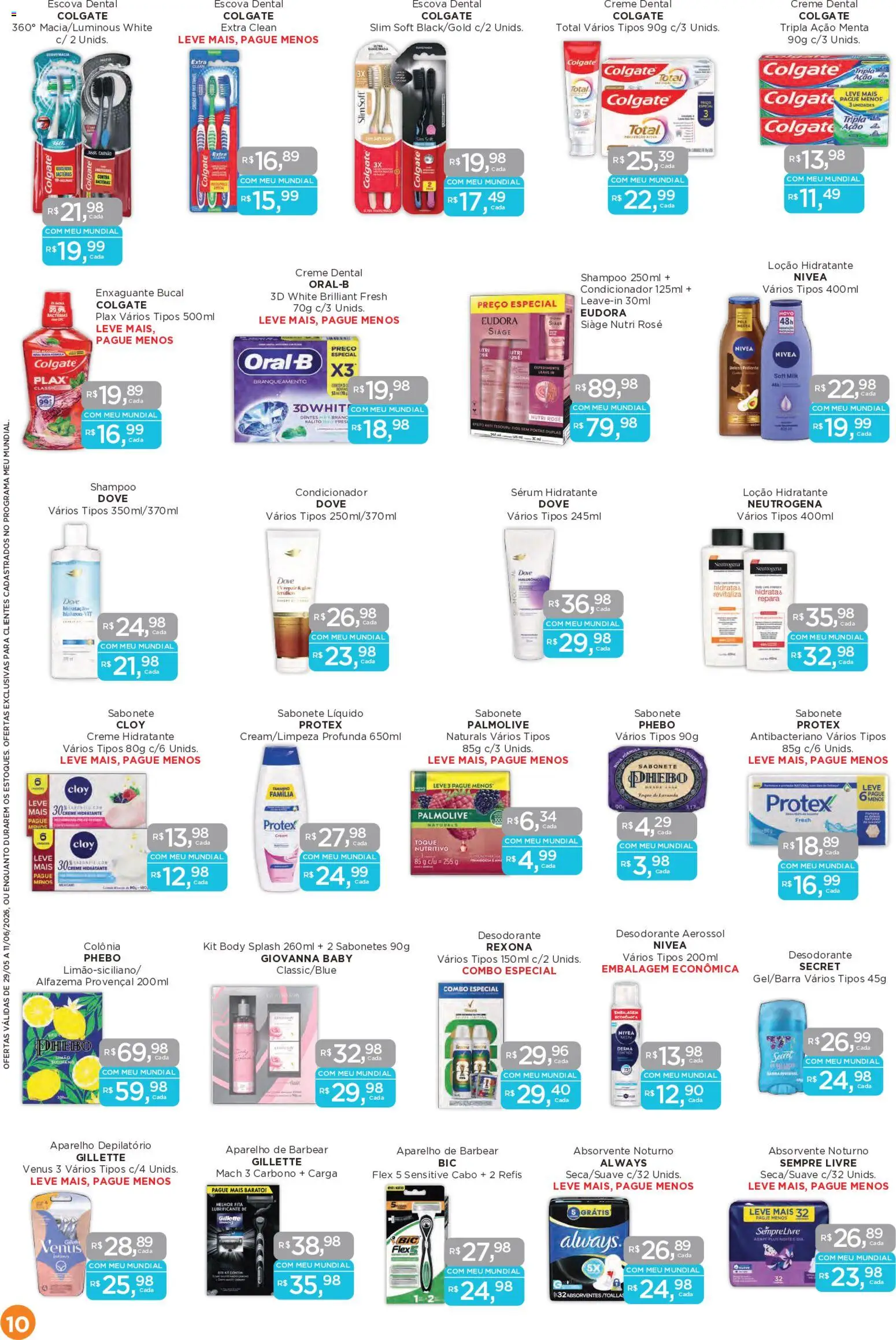 Mundial Folheto - válido de 29.05.2026 | Página: 10 | Produtos: Enxaguante bucal, Sabonete, Body, Sabonete líquido