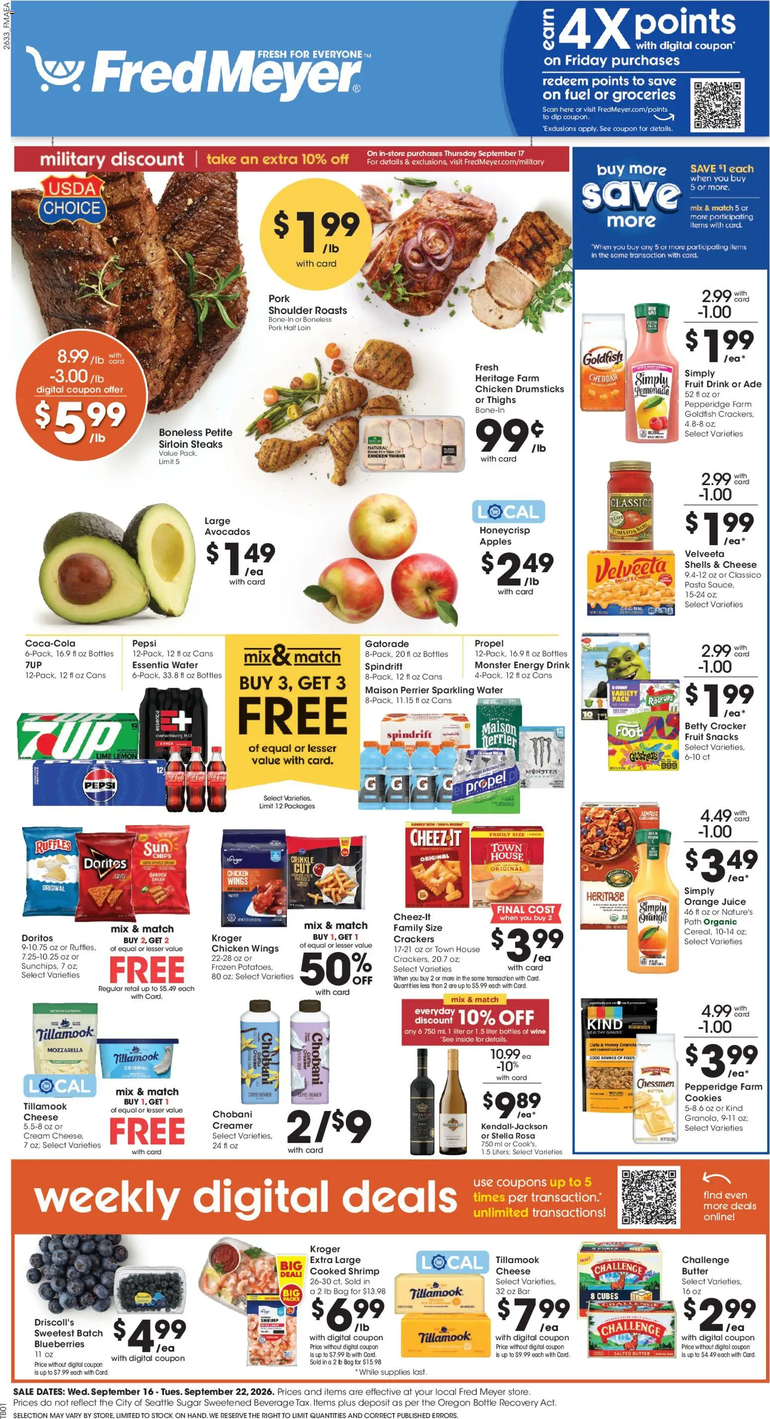 Fred Meyer Weekly Ad - valid from 09/16/2026 | Page: 1 | Products: Honey, Juice, Wine, Water