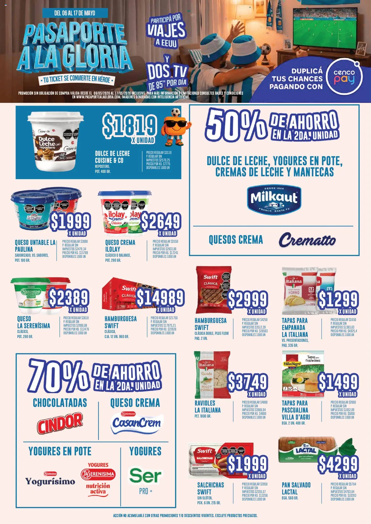 Vea - Oferta Pasaporte a la Gloria - Córdoba │ válido desde el 06.05.2026 | Página: 6 | Productos: Dulce de leche, Queso, Ravioles, Crema