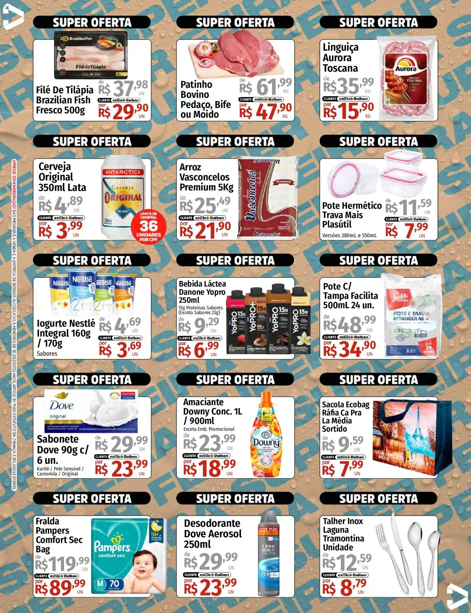 Supermercado Dalben Folheto - válido de 03/08/2026 | Página: 2 | Produtos: Pampers, Linguiça, Tilápia, Amaciante