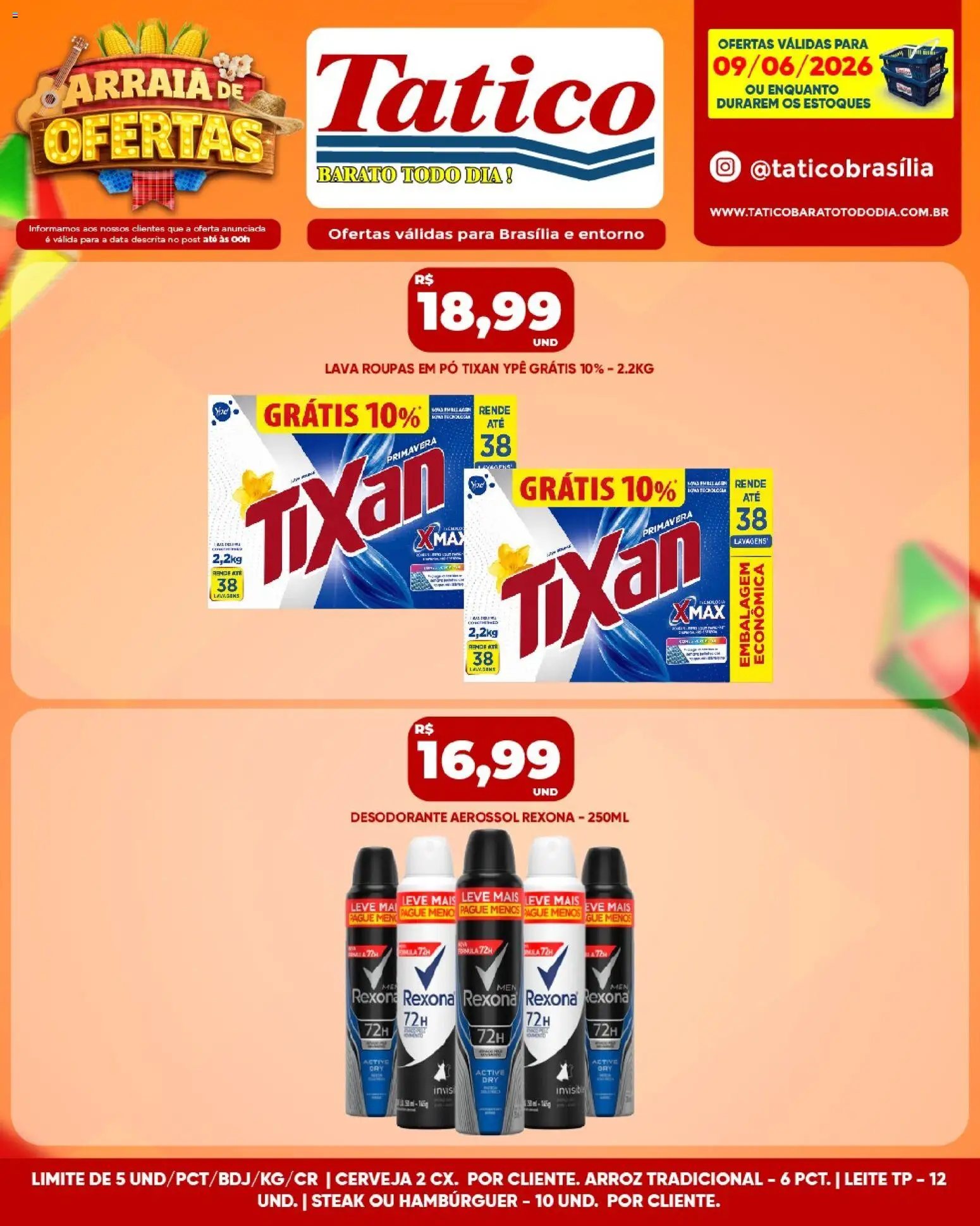 Tatico Folheto - válido de 09.06.2026 | Página: 10 | Produtos: Pó, Arroz, Hambúrguer, Rexona