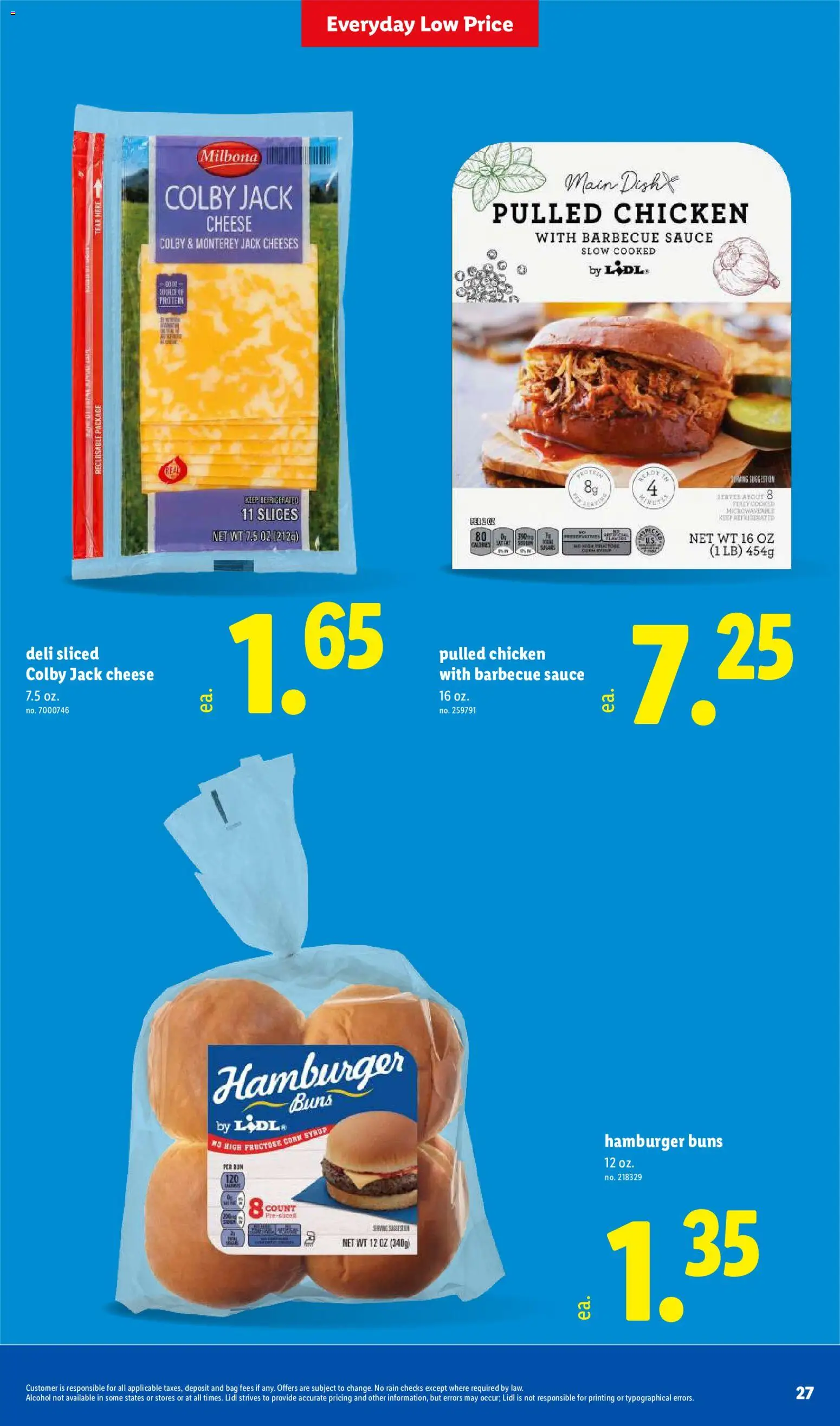 Lidl Weekly Ad - valid from 07/08/2026 | Page: 27 | Products: Barbecue sauce, Cheese, Hamburger, Bag