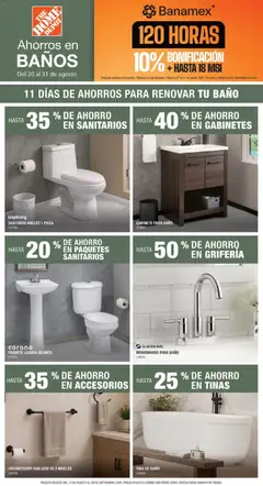 Vista previa de Home Depot catálogo Ahorros de Baños, nuevo folleto de la tienda, válido en México a partir del 27/08/2026