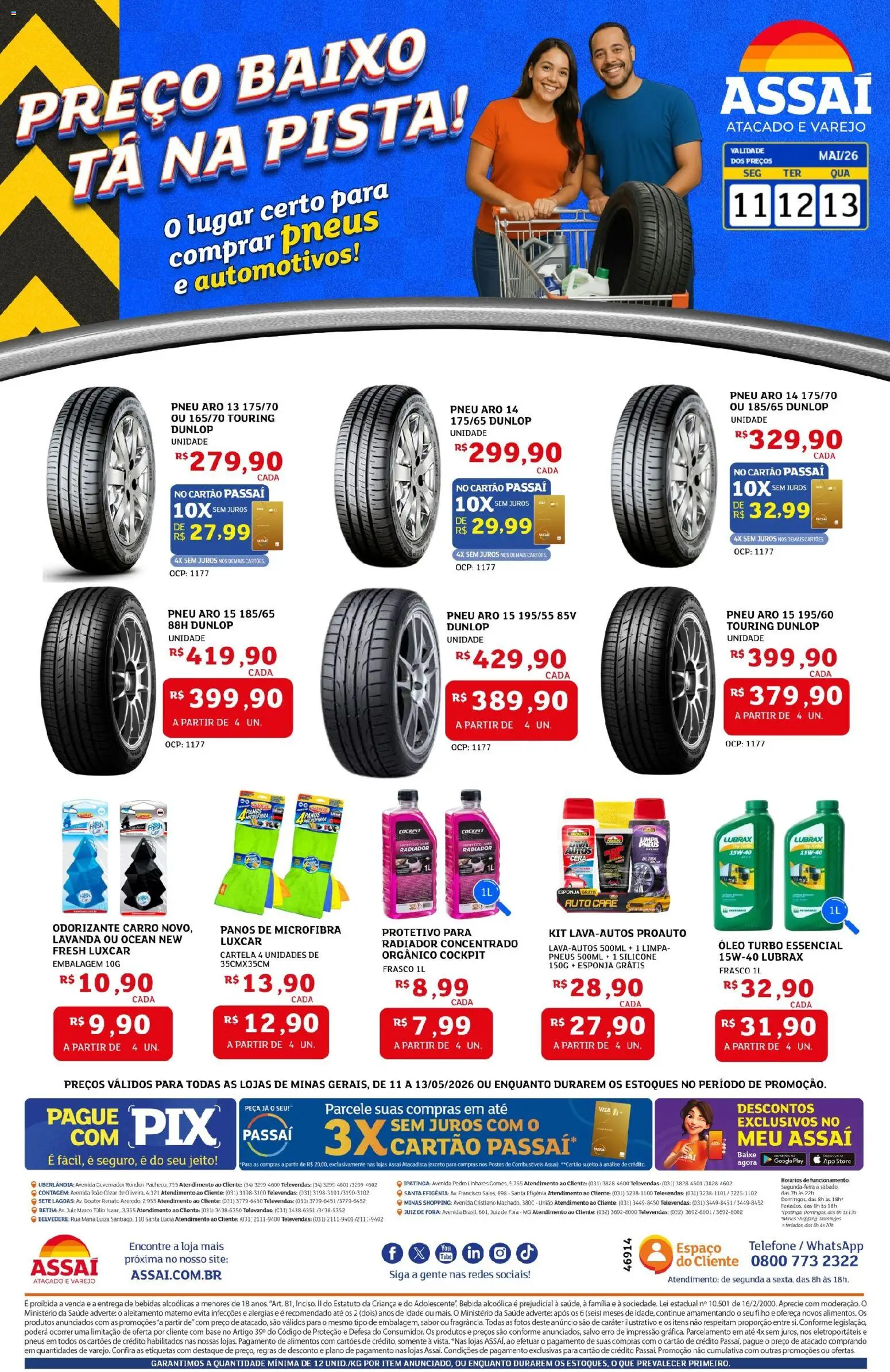 Assaí Atacadista Folheto - válido de 11.05.2026 | Página: 1 | Produtos: Pneu, Óleo, Pneus, Base