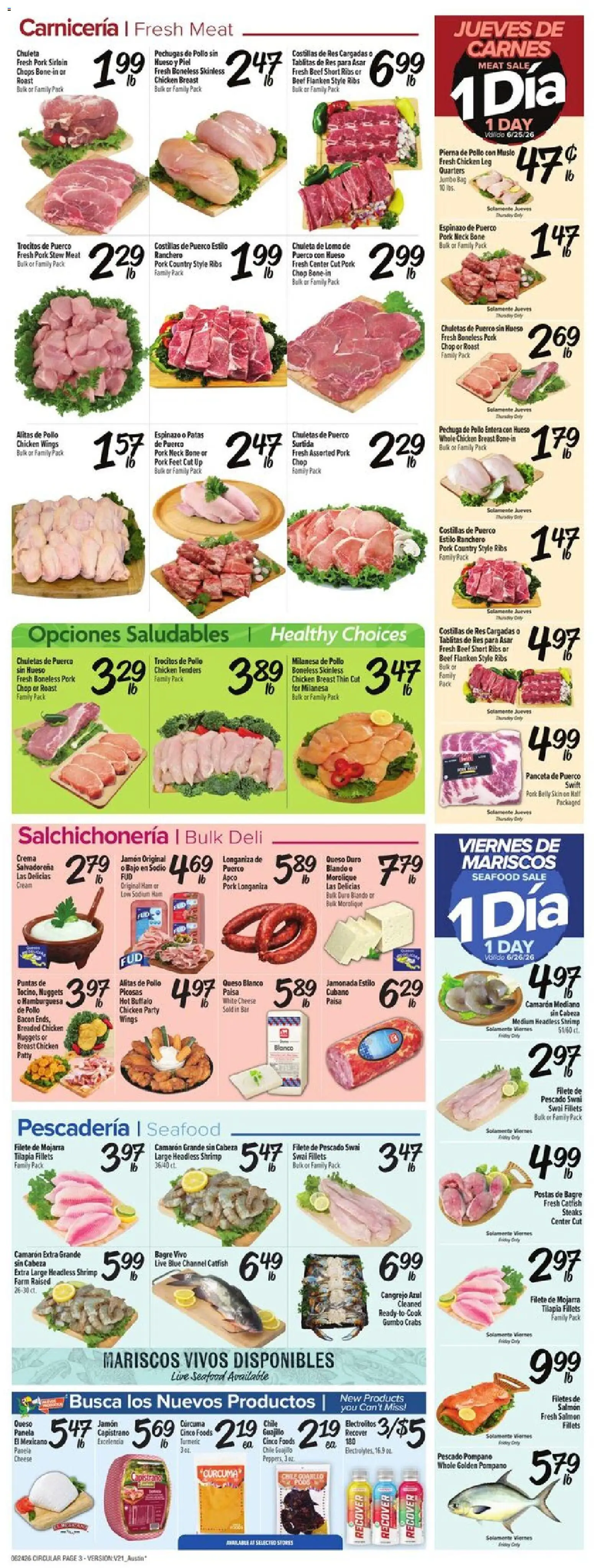 Fiesta Mart Weekly Ad - valid from 06/24/2026 | Page: 3 | Products: Cheese, Ham, Beef, Seafood