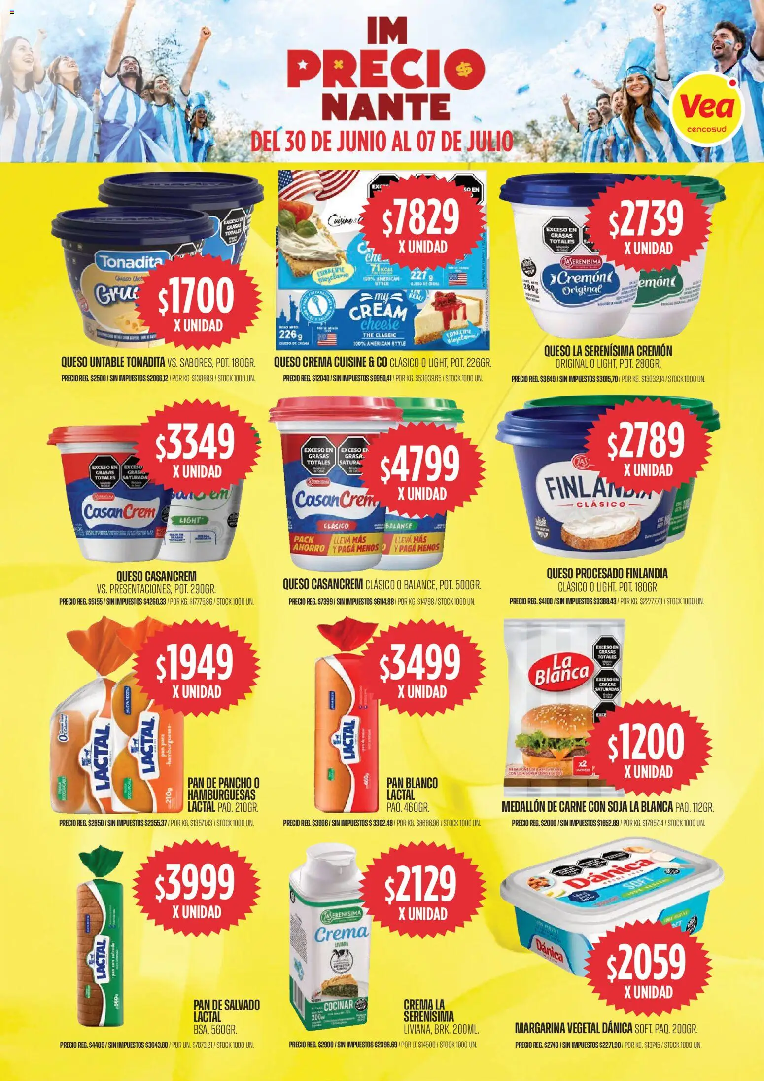 Vea -  Cuyo y Patagonia │ válido desde el 30/06/2026 | Página: 9 | Productos: Queso, Pan, Margarina, Crema