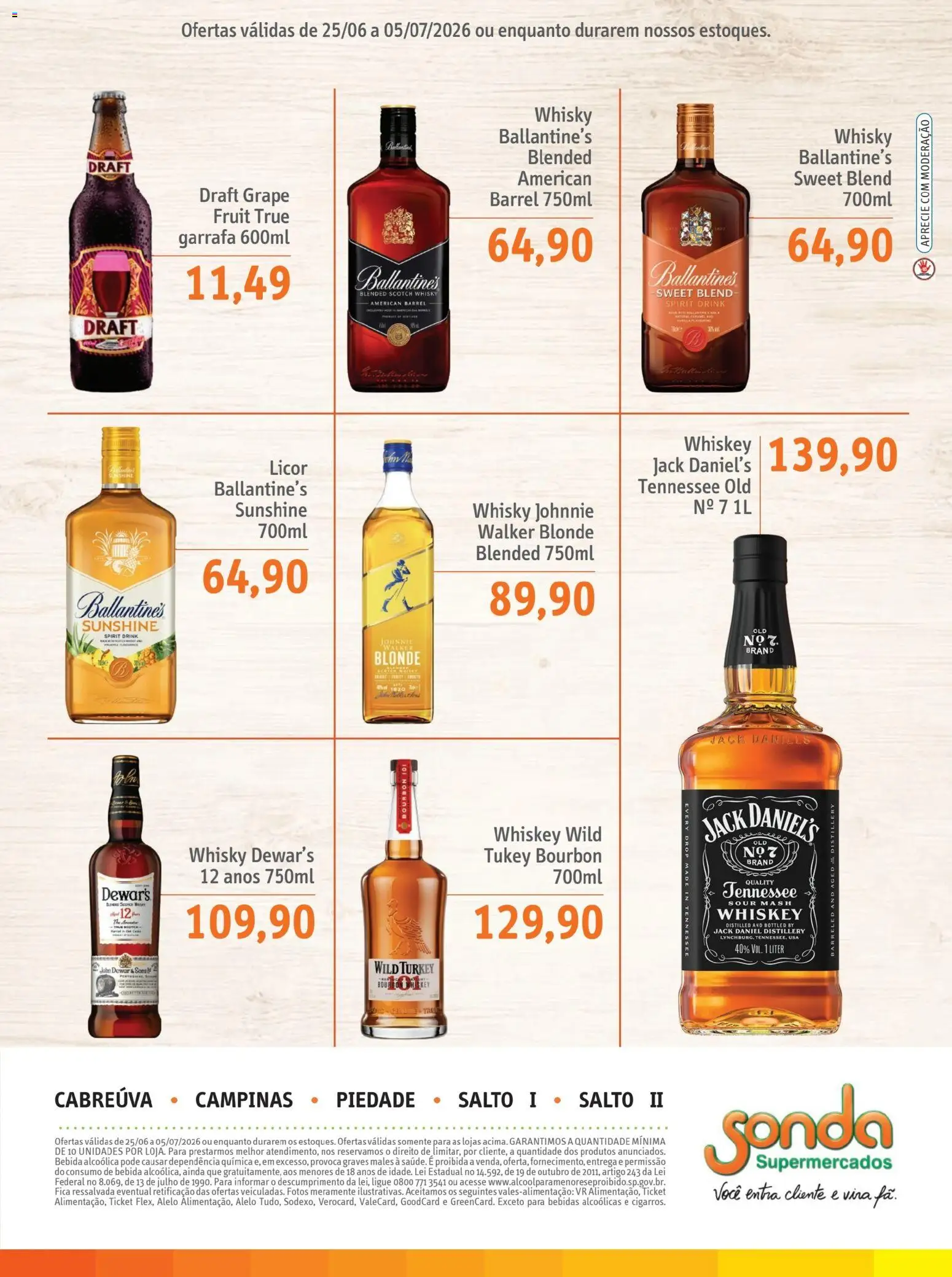 Sonda Folheto - válido de 25/06/2026 | Página: 9 | Produtos: Whisky, Licor, Bourbon, Bebida