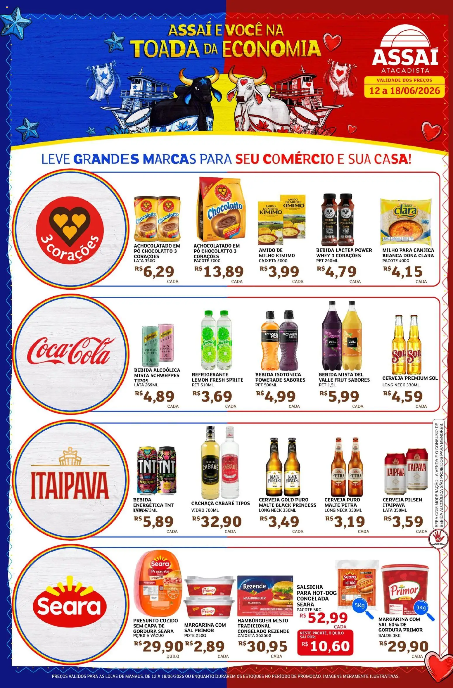 Assaí Atacadista Folheto - válido de 12.06.2026 | Página: 1 | Produtos: Achocolatado, Hambúrguer, Margarina, Balde