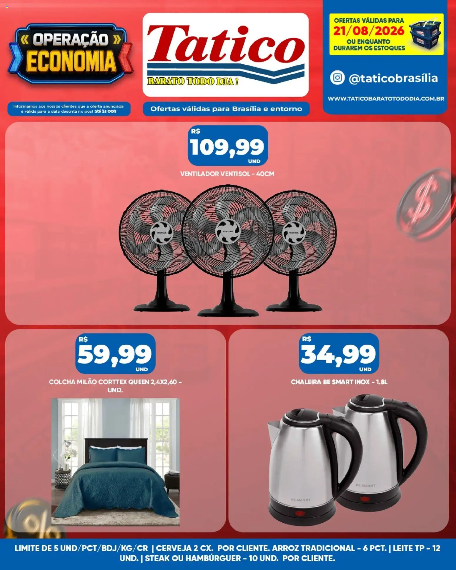 Tatico Folheto - válido de 21/08/2026 | Página: 14 | Produtos: Chaleira, Colcha, Cerveja, Arroz