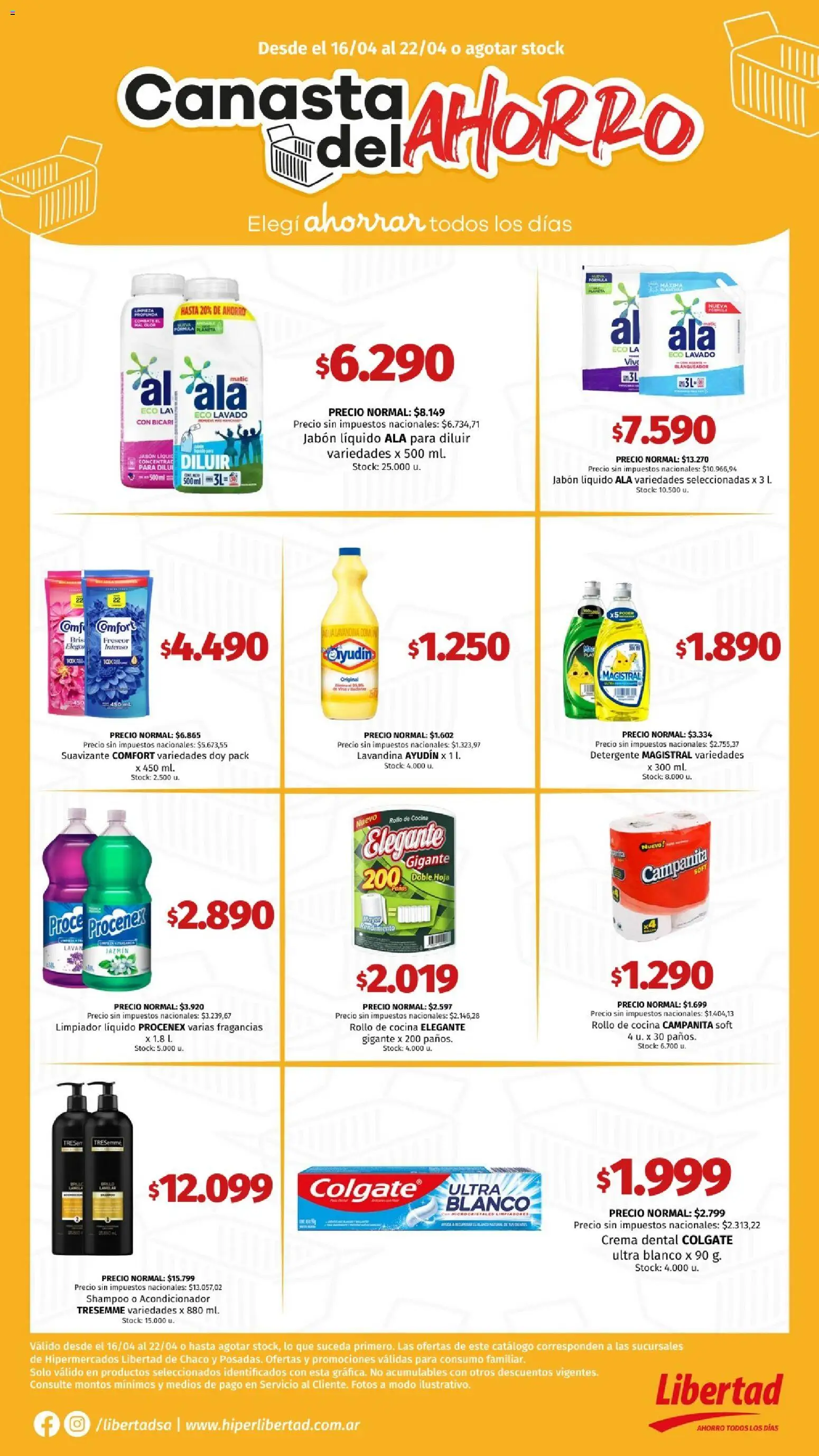 Hipermercado Libertad - CANASTA │ válido desde el 16.04.2026 | Página: 6 | Productos: Lavandina, Cocina, Jabón líquido, Suavizante