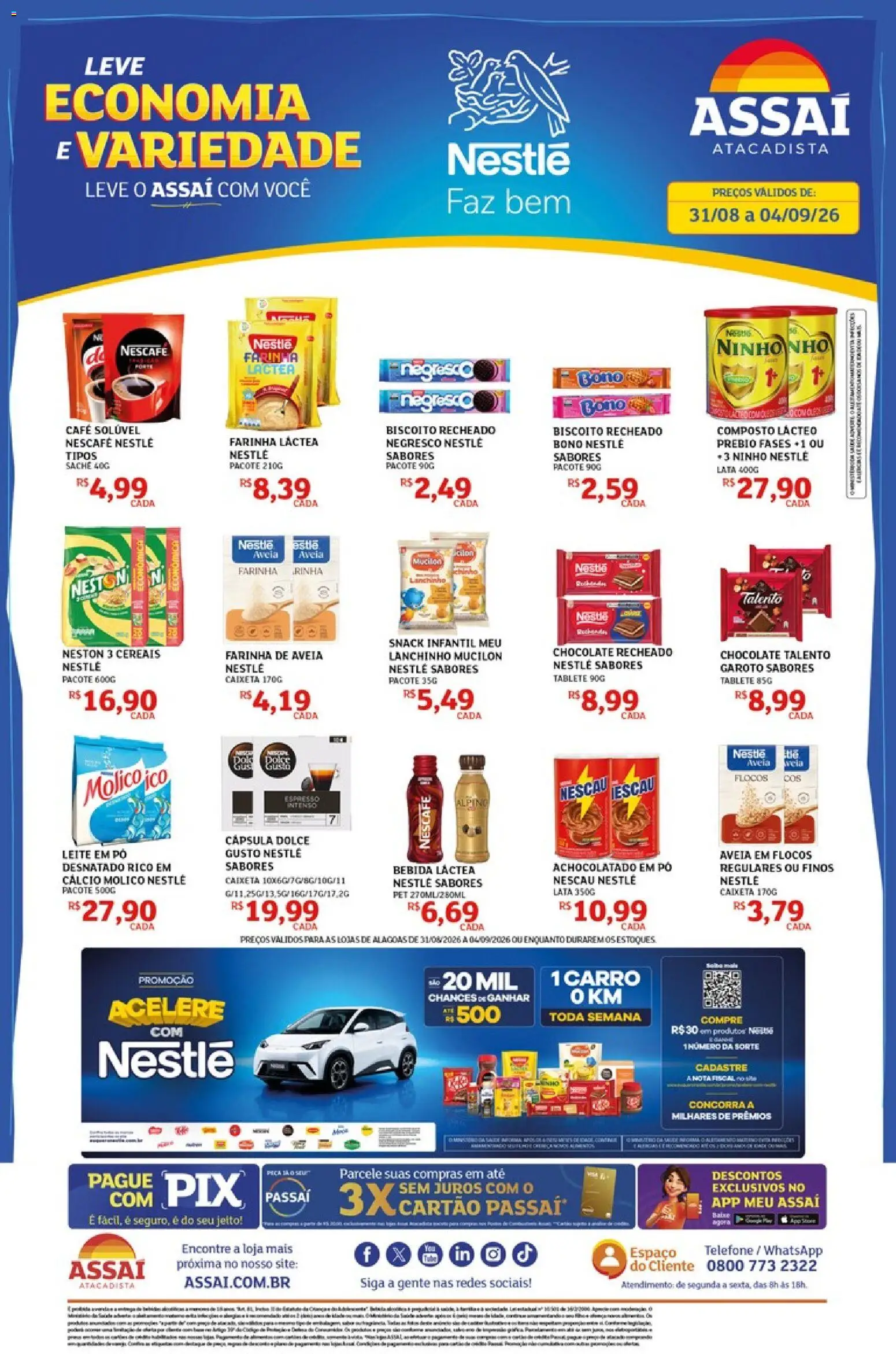 Assaí Atacadista Folheto - válido de 31/08/2026 | Página: 1 | Produtos: Achocolatado, Flocos, Aveia, Leite em pó
