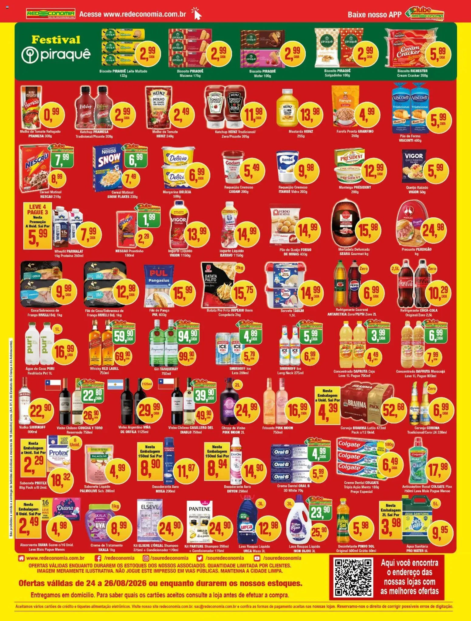 RedEconomia Folheto - válido de 24/08/2026 | Página: 2 | Produtos: Biscoito, Mortadela, Requeijão, Absorvente