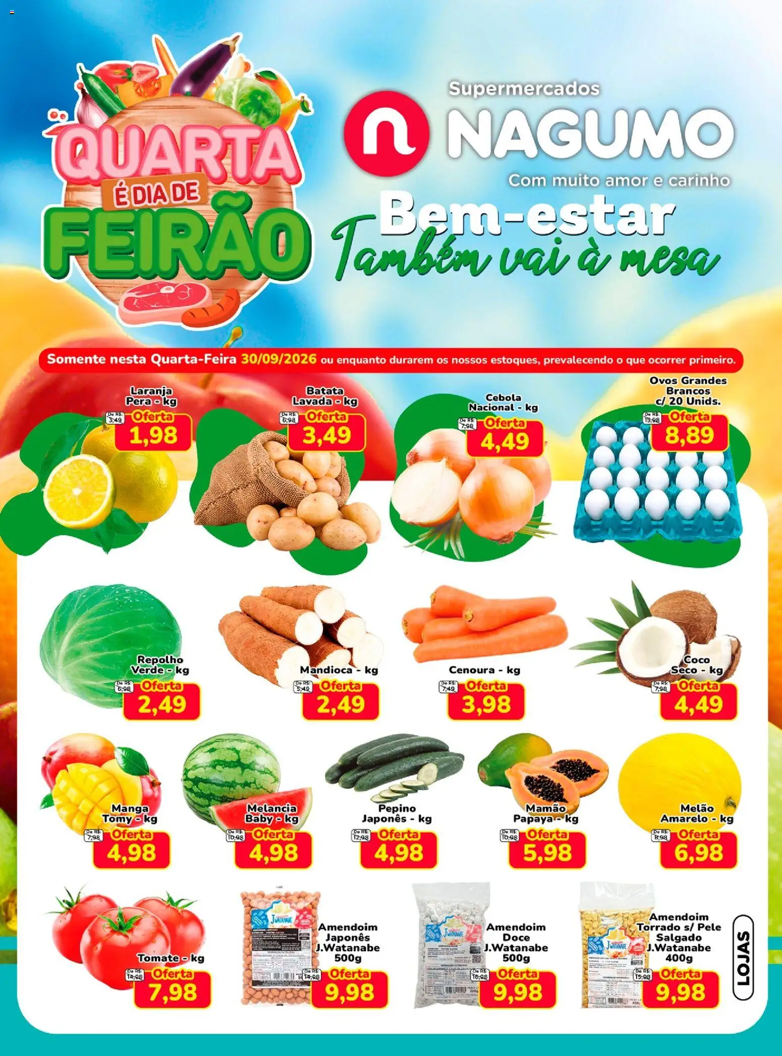 Nagumo Folheto - válido de 30/09/2026 | Página: 1 | Produtos: Coco, Melão, Manga, Mamão
