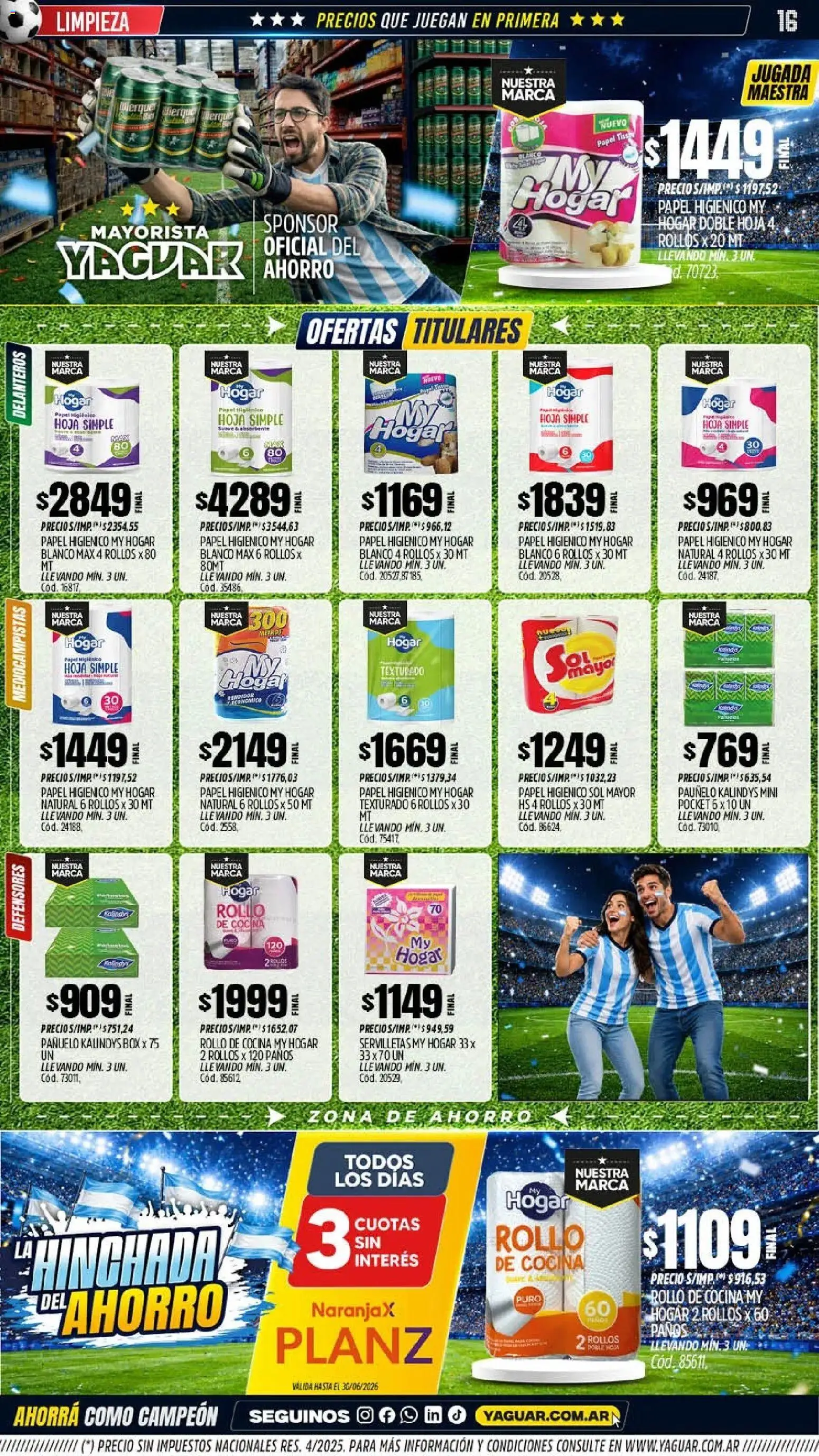 Yaguar - Oferta Semanal Salta │ válido desde el 01.06.2026 | Página: 15 | Productos: Papel higiénico, Pañuelo, Servilletas, Pollo