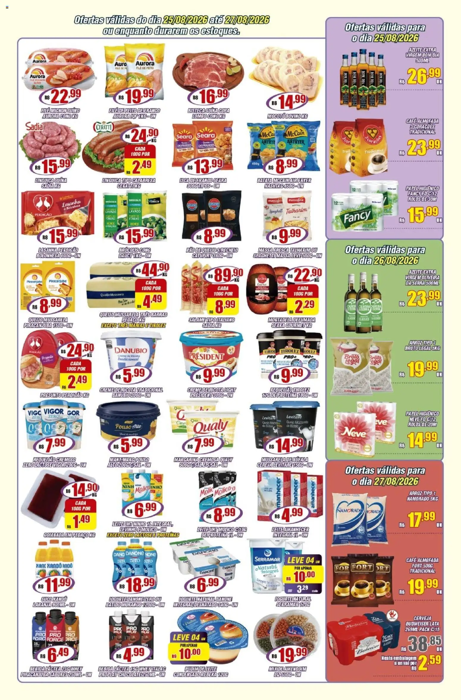 Violeta Supermercados Folheto - válido de 25/08/2026 | Página: 2 | Produtos: Talharim, Leite, Arroz, Papel higiênico