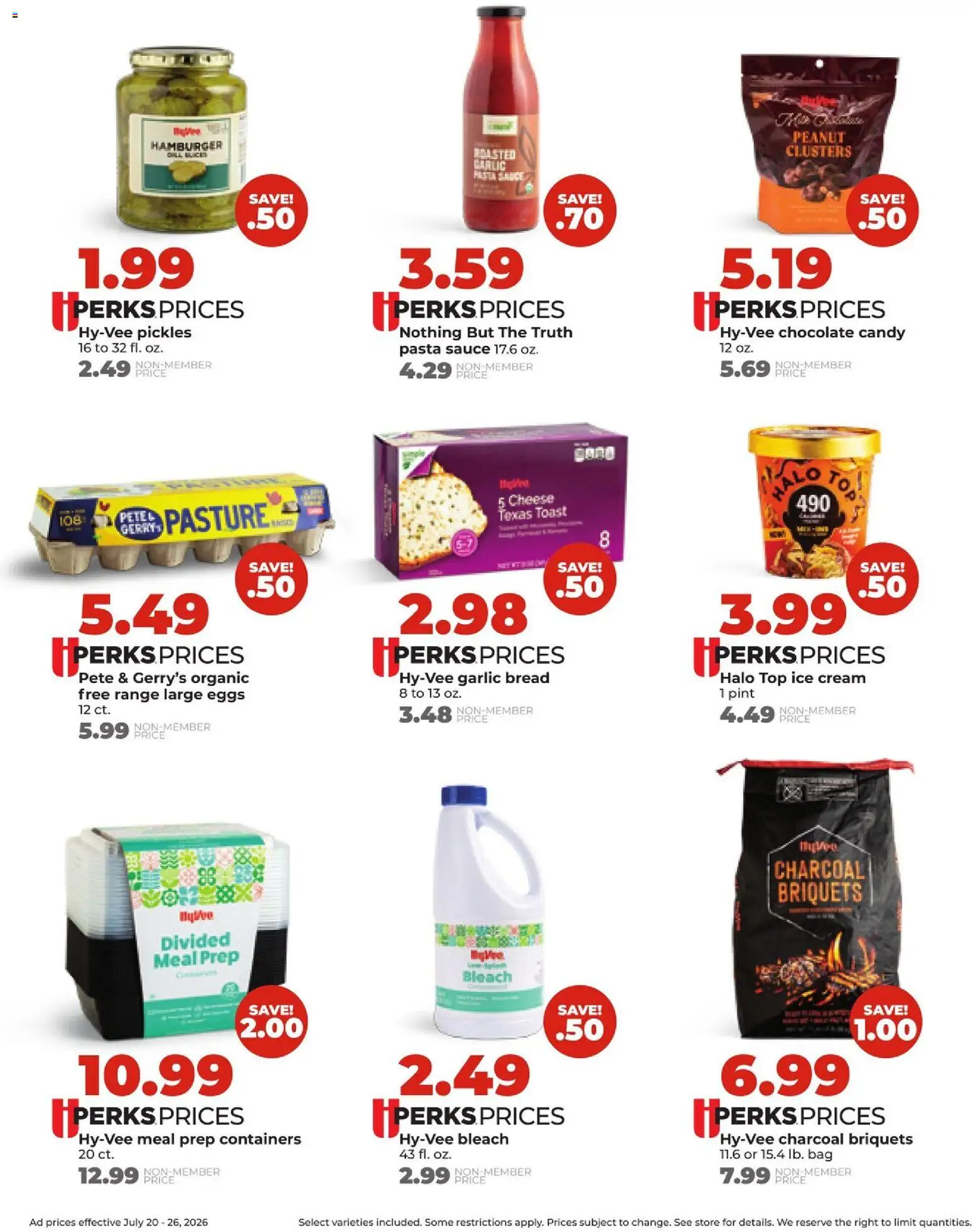 HyVee Weekly Ad - valid from 07/20/2026 | Page: 6 | Products: Cheese, Pasta, Ice cream, Sauce