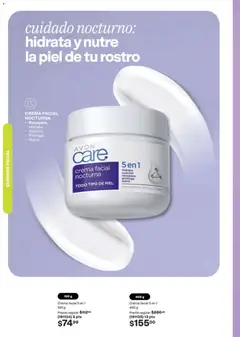 Vista previa de crema facial nocturna, crema facial 5 en 1 hidrata suaviza recupera protege nutre con complejo de ceramidas, nuevo folleto de la tienda, válido en México a partir del 10/07/2026 | Página: 128 | Productos: Crema