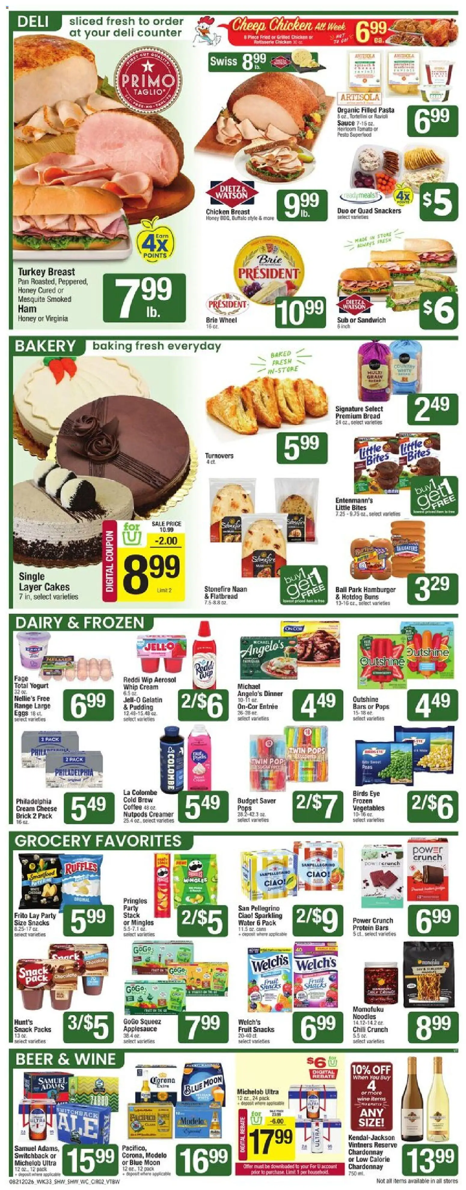 Shaw's Weekly Ad - VT - valid from 08/21/2026 | Page: 2 | Products: Pan, Cream cheese, Cheese, Noodles