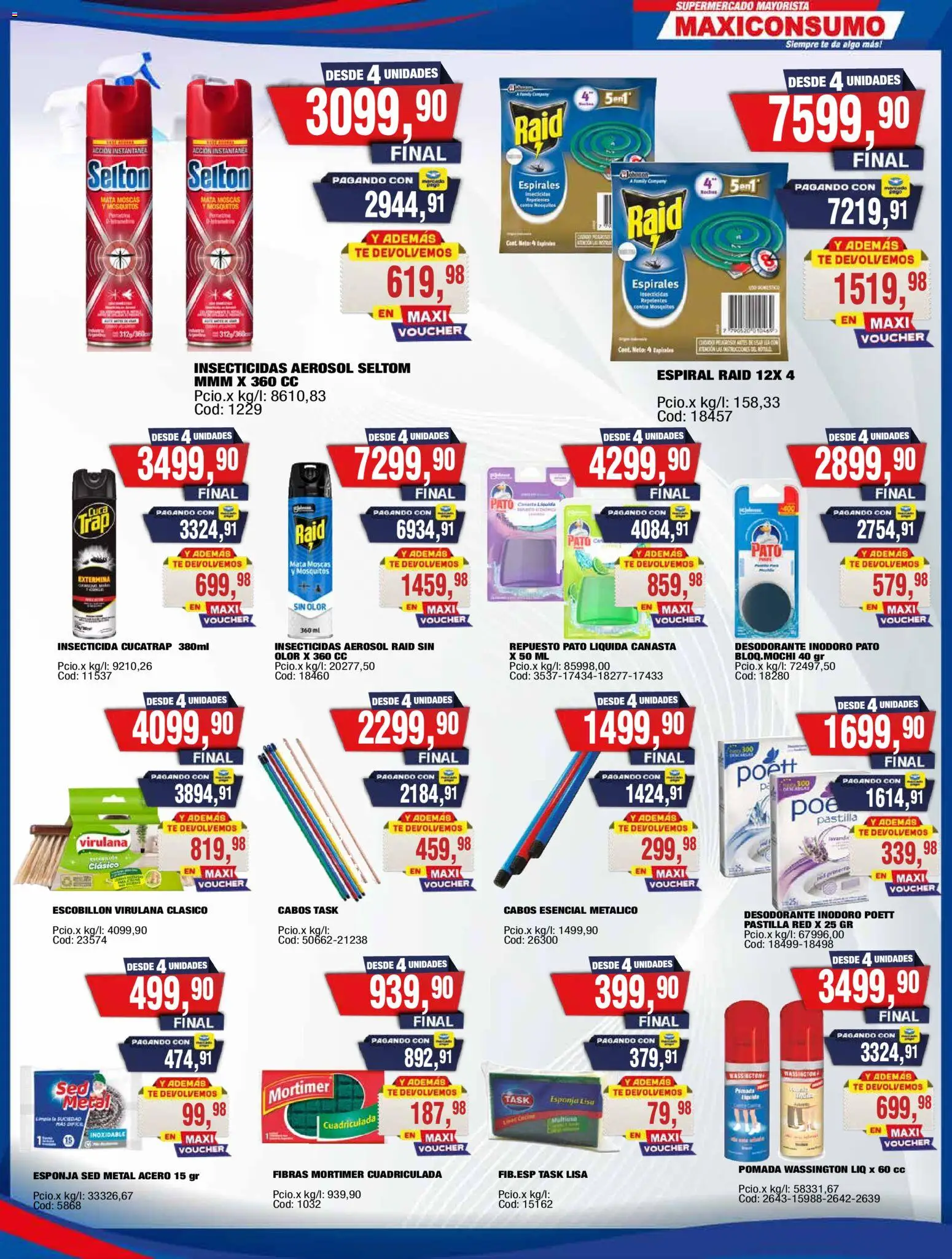 Maxiconsumo - Ofertas │ válido desde el 28/09/2026 | Página: 28 | Productos: Mata moscas, Desodorante, Esponja, Canasta