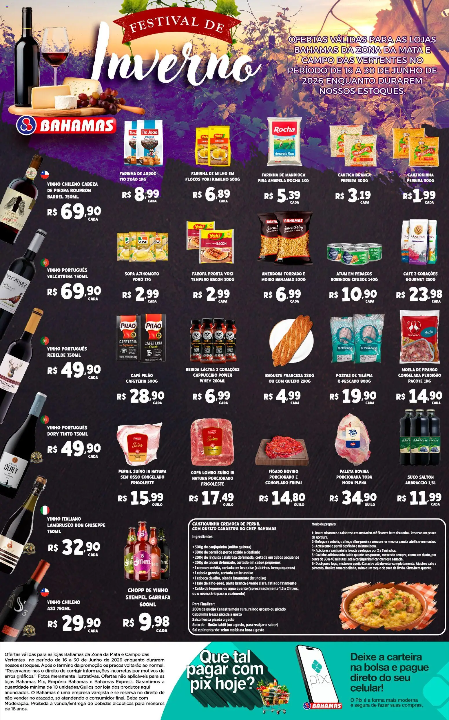 Bahamas Supermercados Folheto - válido de 16.06.2026 | Página: 1 | Produtos: Cerca, Farinha de mandioca, Queijo, Copa