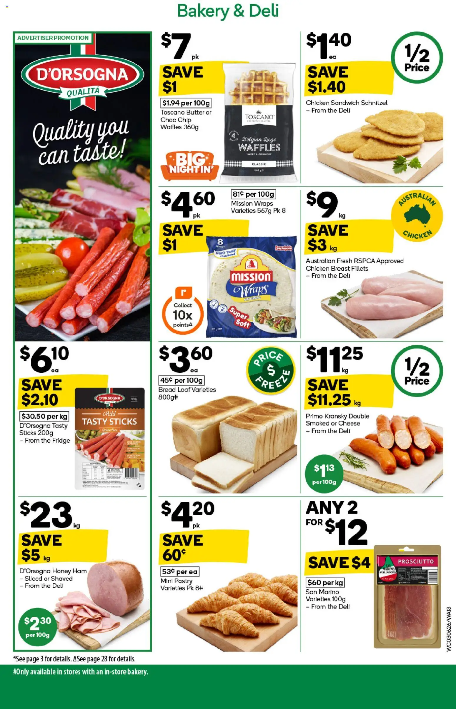Woolworths catalogue - valid from 03.06.2026 | Page: 13 | Products: Cheese, Chicken, Pastry, Bakery