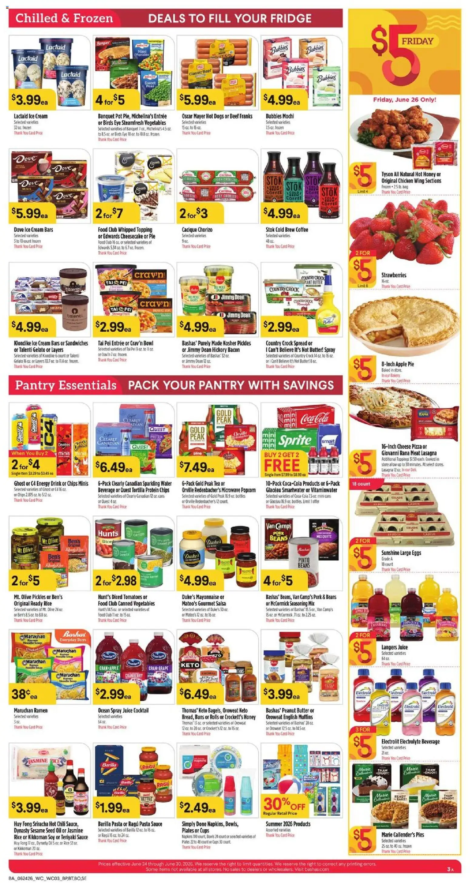 Basha's Weekly Ad - valid from 06/24/2026 | Page: 4 | Products: Butter, Pasta, Cream, Water