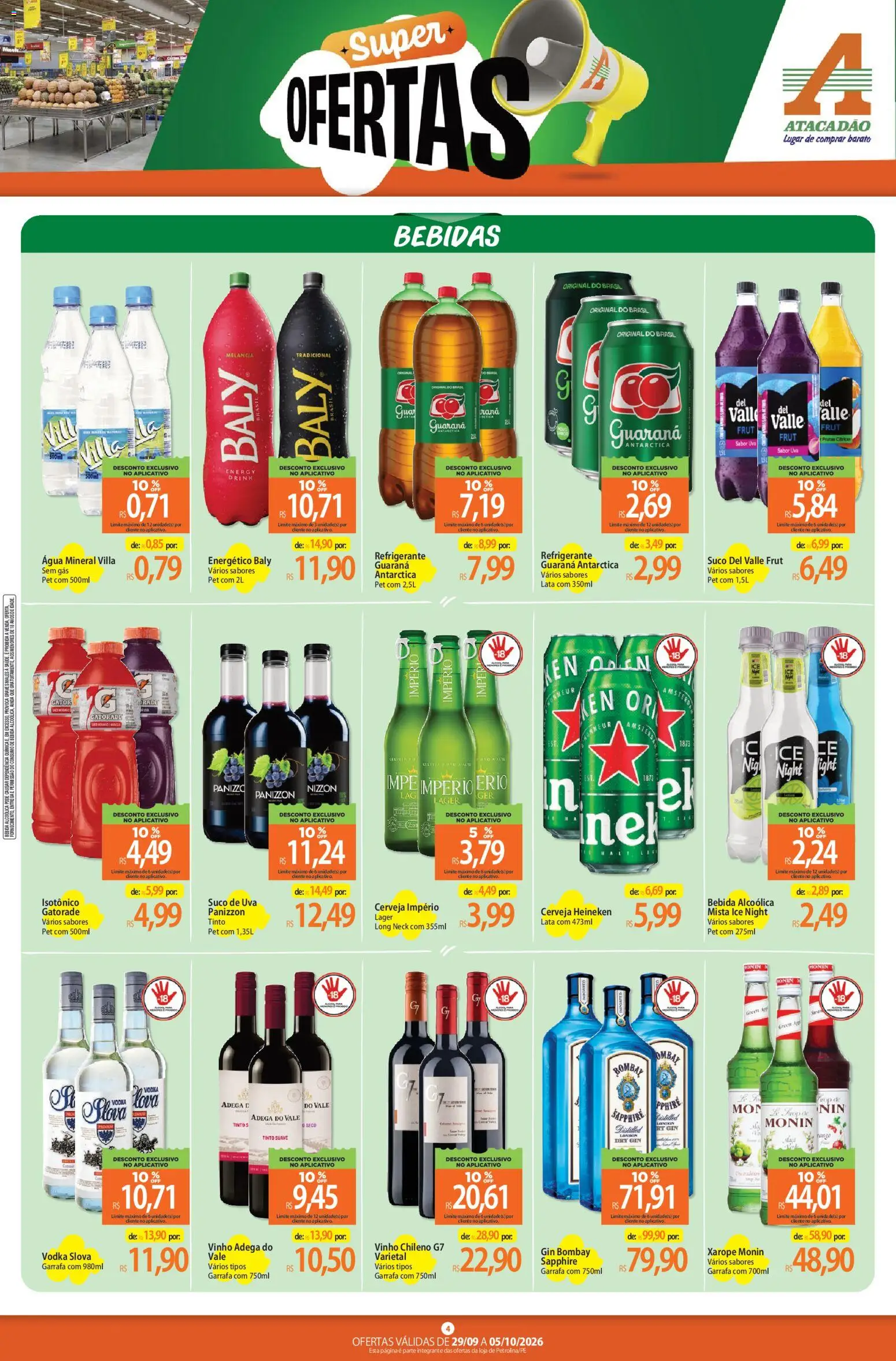 Atacadão Folheto - válido de 29/09/2026 | Página: 4 | Produtos: Lente, Energético, Uva, Xarope