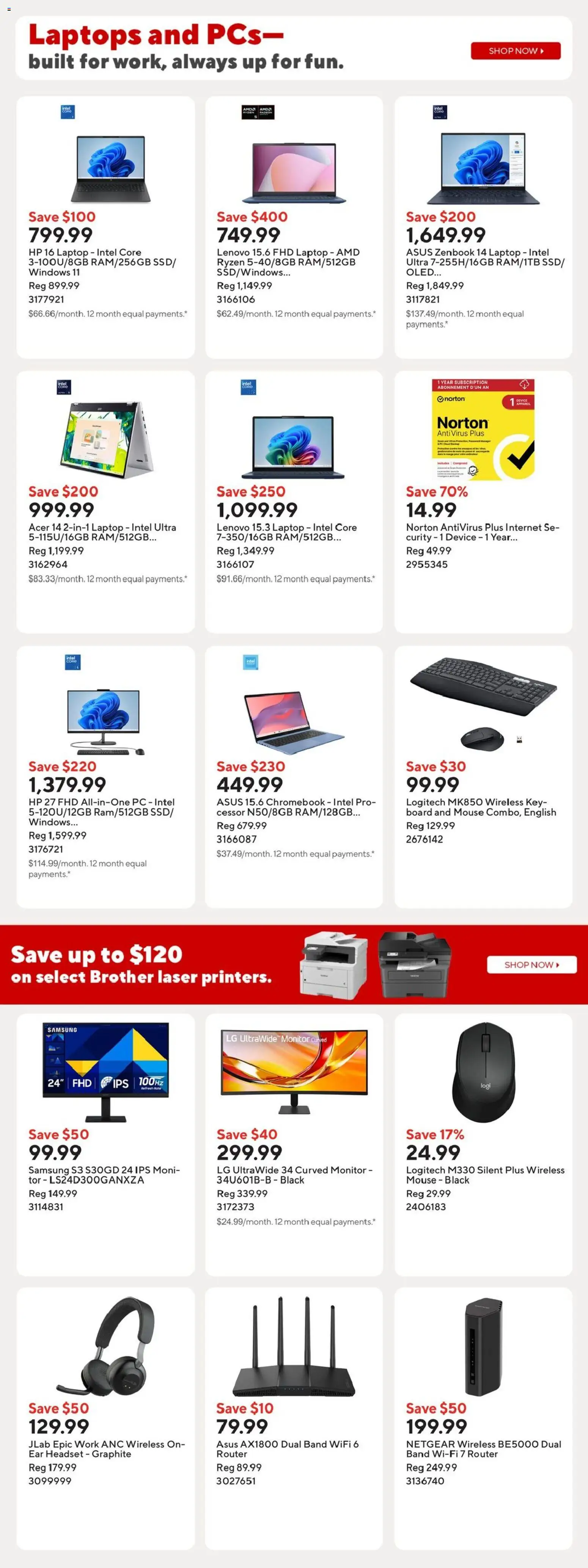 Staples flyer valid from Oct 2, 2026 | Page: 4 | Products: Monitor, PC, Mouse, Laptop