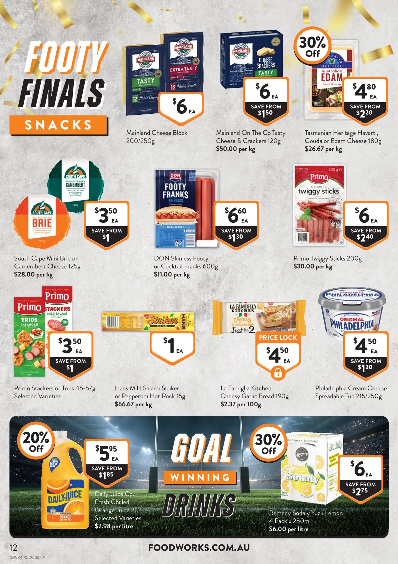 Foodworks catalogue - valid from 30/09/2026 | Page: 12 | Products: Orange juice, Crackers, Juice, Camembert