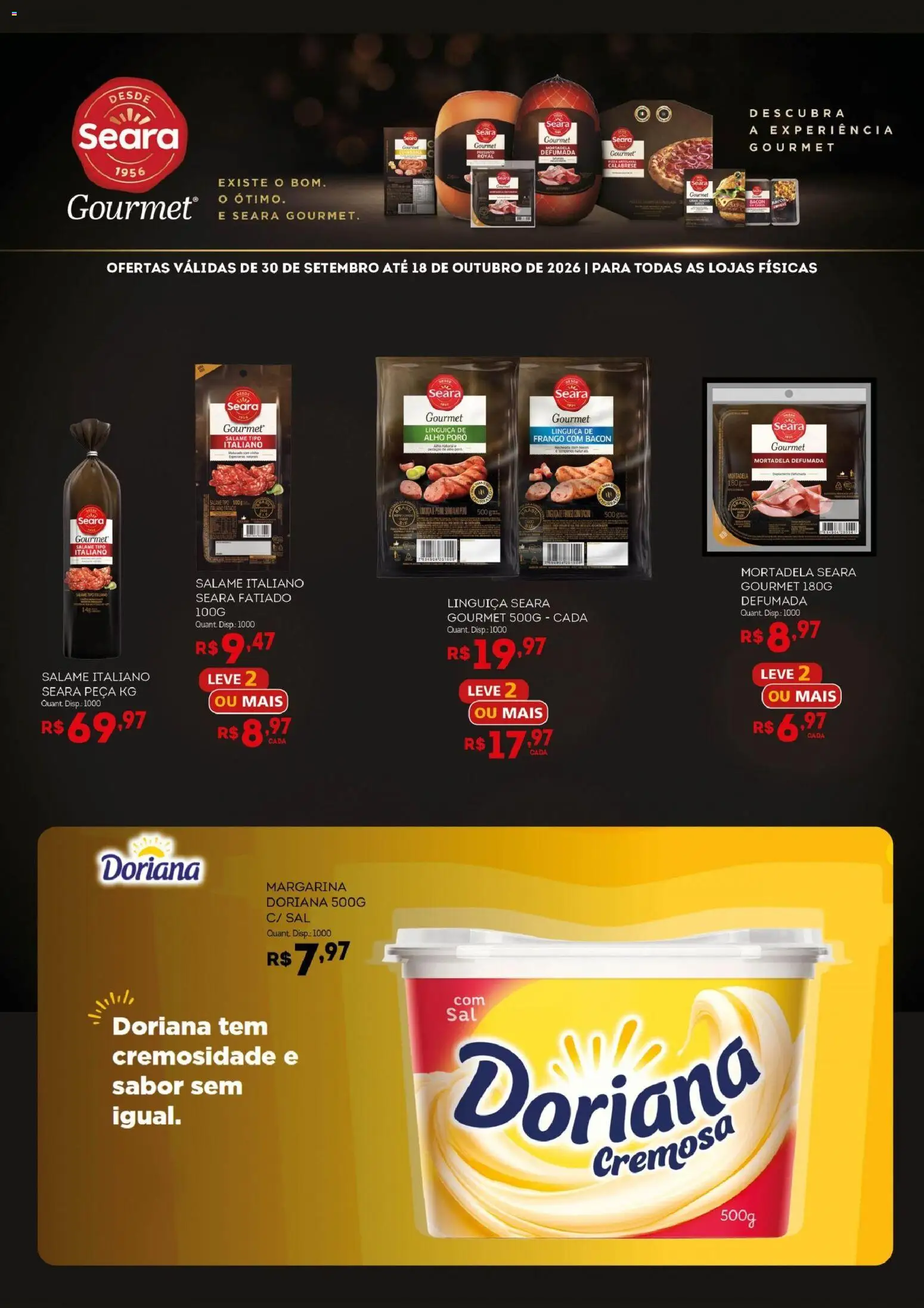 Bistek Supermercados Folheto - válido de 30/09/2026 | Página: 2 | Produtos: Doriana, Linguiça, Bacon, Frango