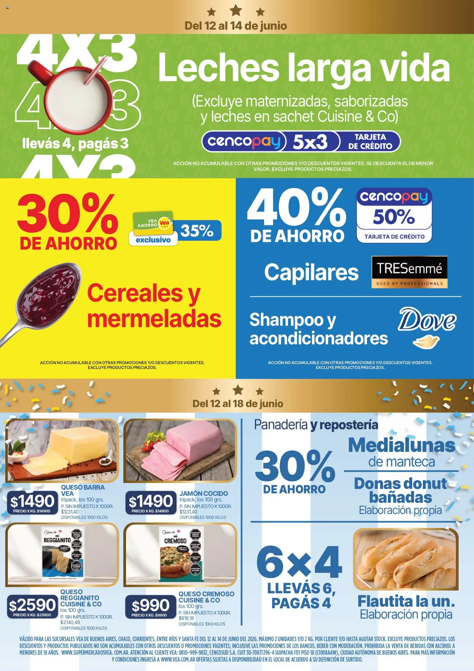 Vea - Fin de semana de ahorro │ válido desde el 12.06.2026 | Página: 2 | Productos: Jamón cocido, Shampoo, Manteca, Queso