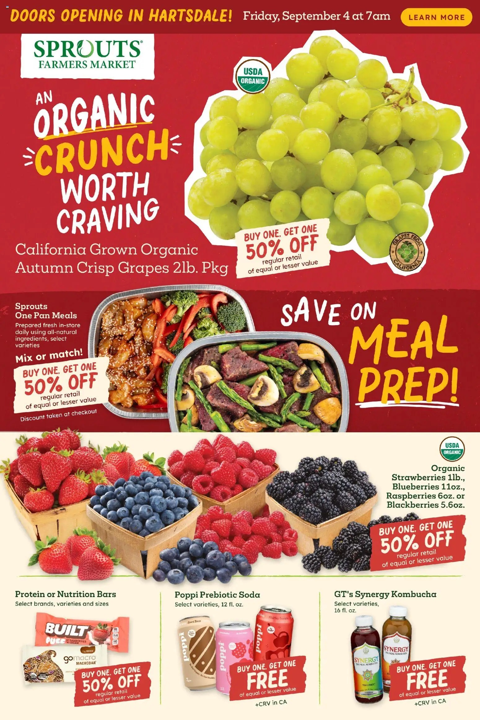 Sprouts Weekly Ad - valid from 08/26/2026 | Page: 2 | Products: Raspberries, Doors, Grapes, Blueberries
