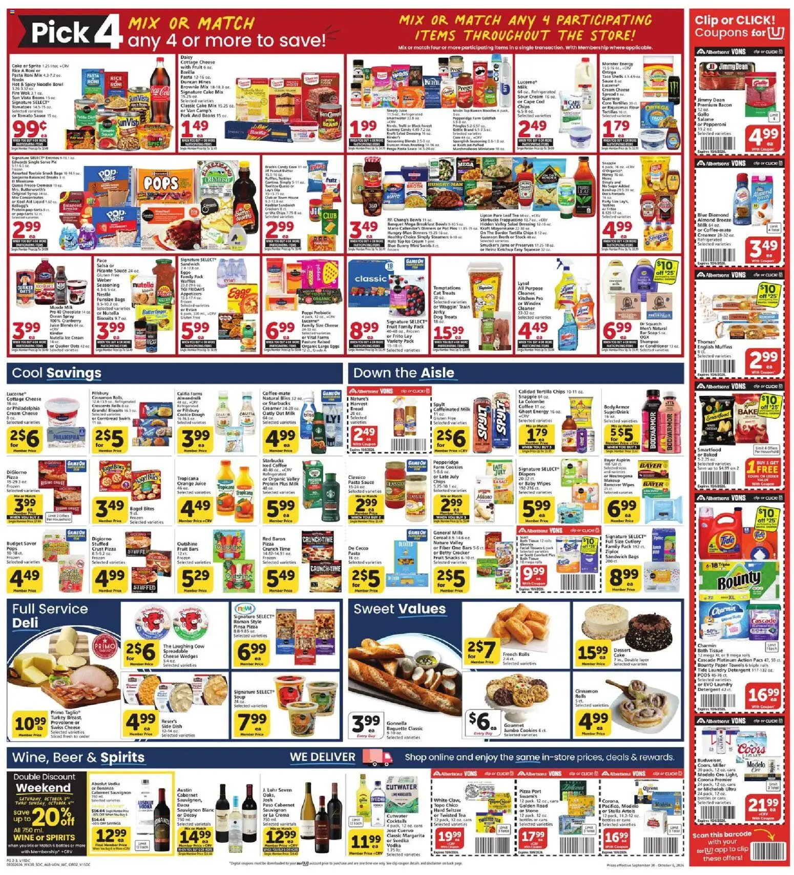 Vons Weekly Ad - valid from 09/30/2026 | Page: 3 | Products: Orange juice, Tomato, Barilla, Beans