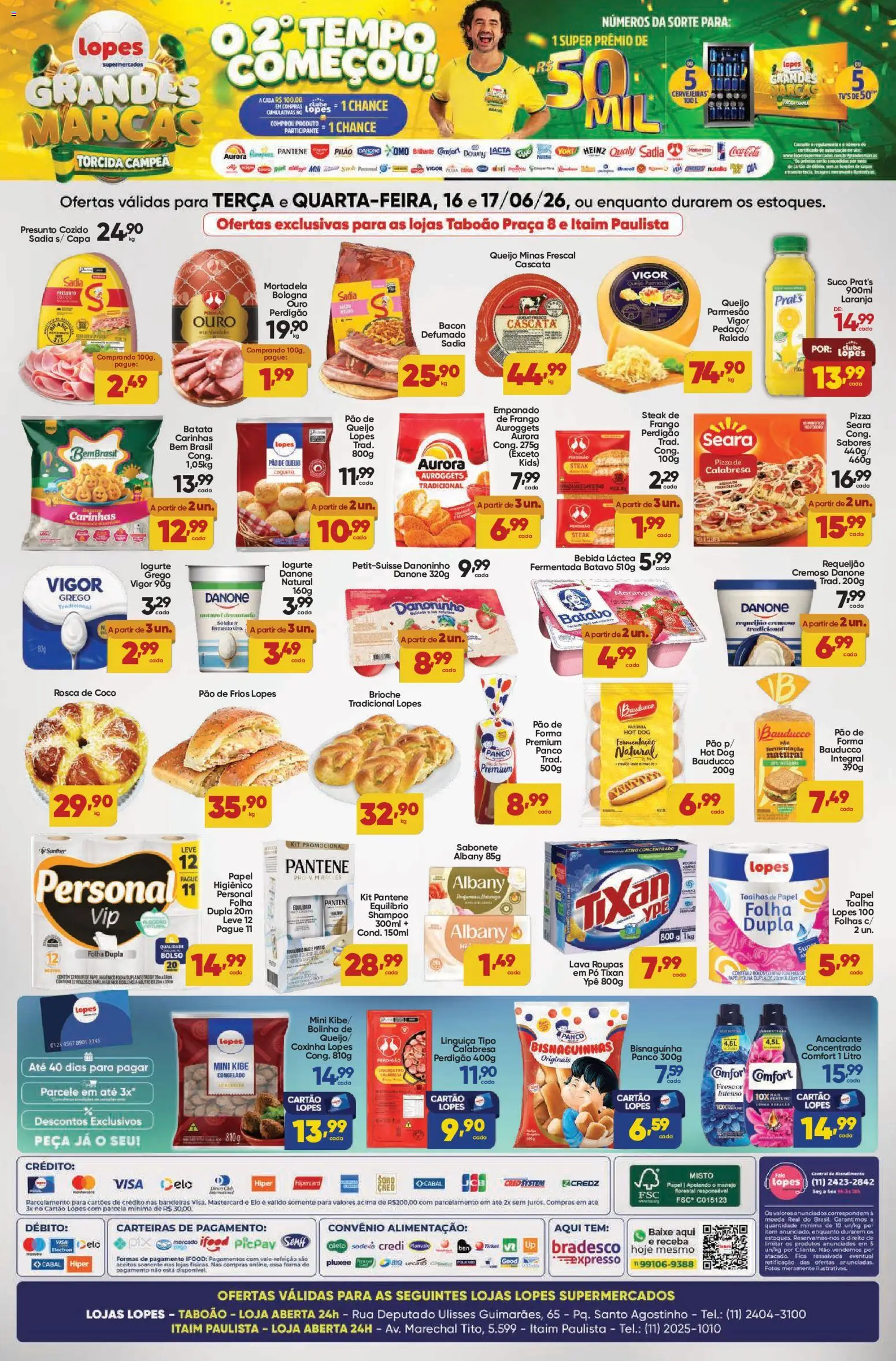 Lopes Supermercados Folheto - válido de 16.06.2026 | Página: 2 | Produtos: Coco, Sabonete, Queijo parmesão, Papel higiênico