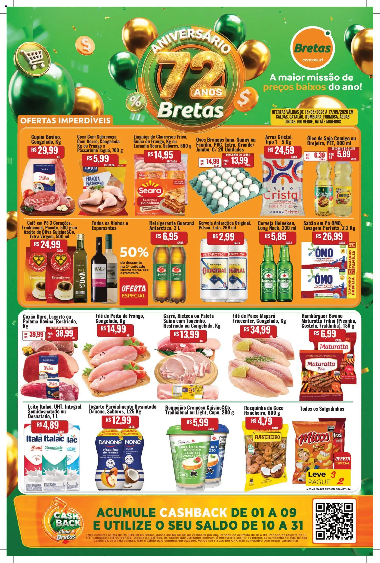 Bretas Folheto - válido de 15.05.2026 | Página: 1 | Produtos: Leite, Óleo, Peixe, Soja