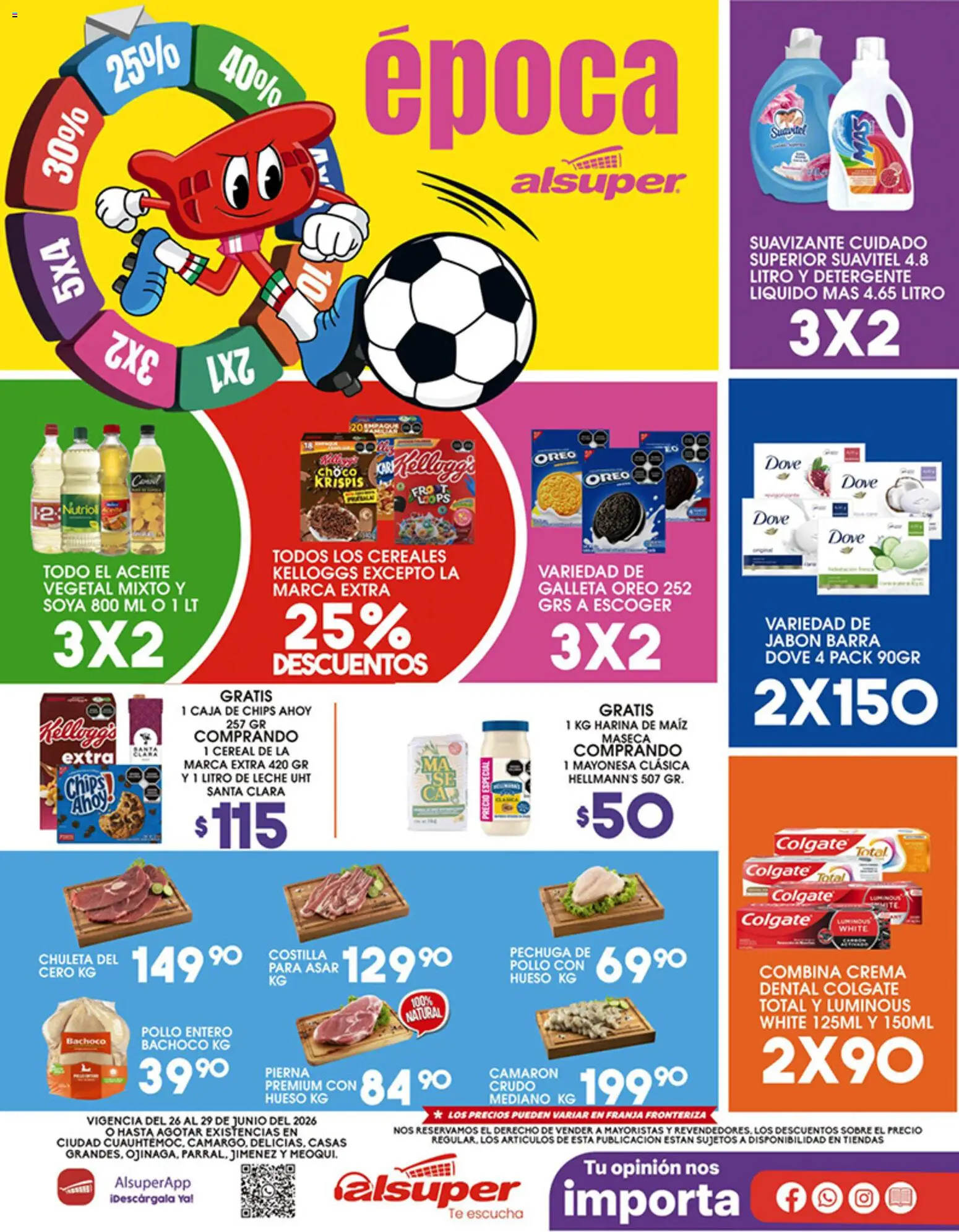 Nuevas ofertas de Alsuper válidas en toda la República Mexicana desde el 26/06/2026. ¡Encuentra las mejores ofertas en Alsuper folleto! | Página: 1 | Productos: Maíz, Leche, Aceite, Sobre