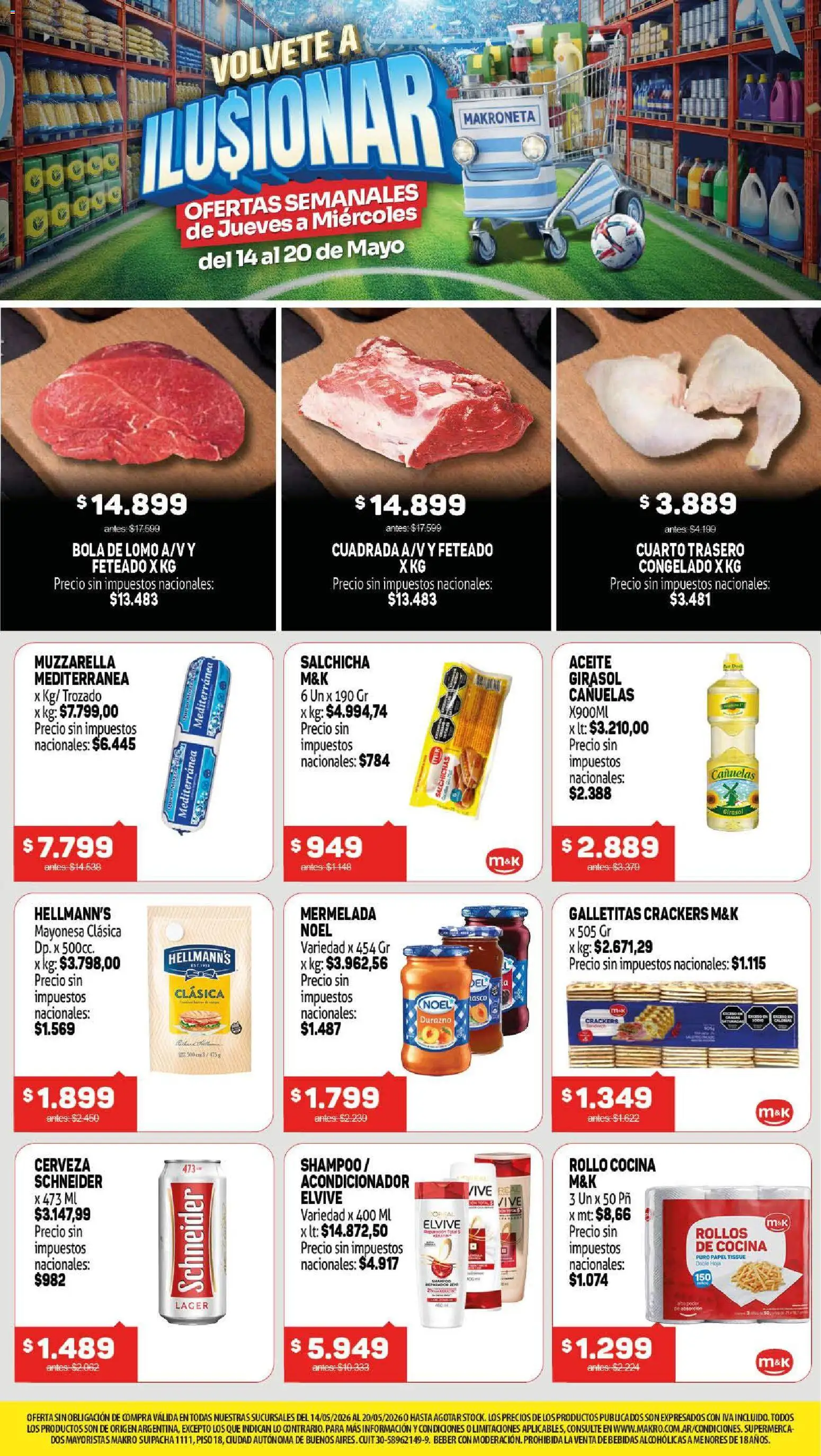 Makro ofertas │ válido desde el 14.05.2026 | Página: 1 | Productos: Aceite, Acondicionador, Cerveza, Mermelada