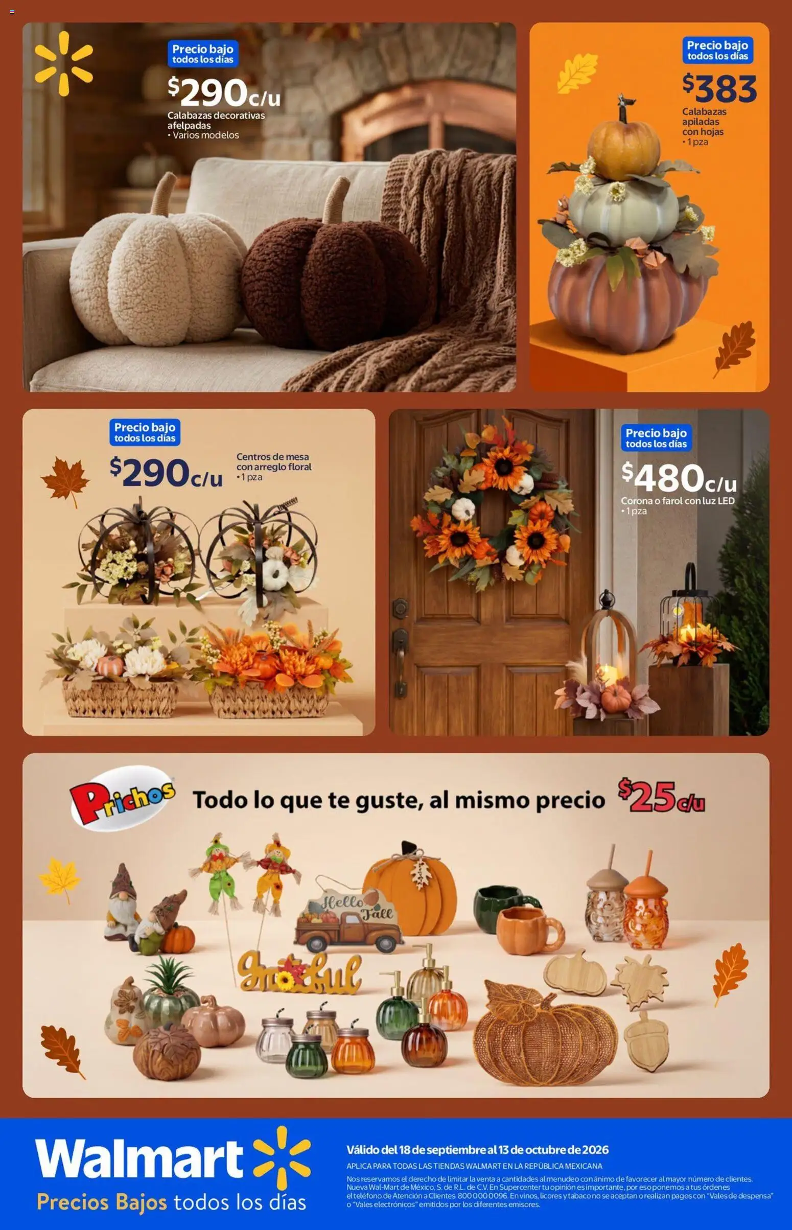Nuevas ofertas de Walmart válidas en toda la República Mexicana desde el 18/09/2026. ¡Encuentra las mejores ofertas en Walmart folleto Los colores del otoño adornan esta temporada.! | Página: 5 | Productos: Farol, Despensa, Mesa, Té