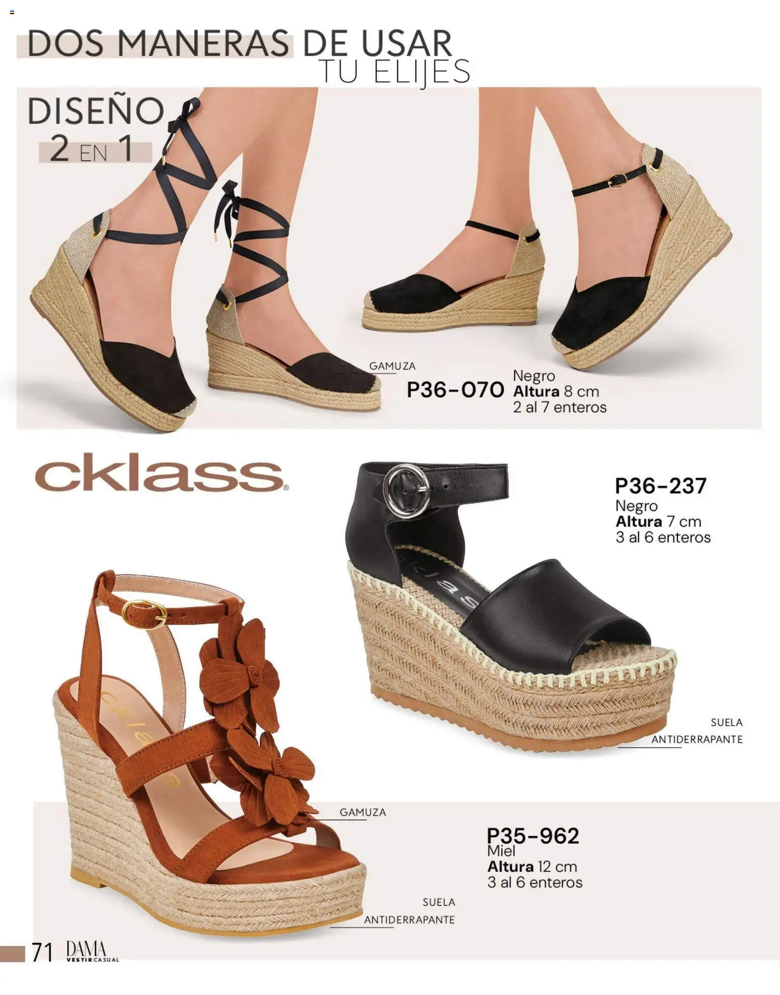 Nuevas ofertas de Cklass válidas en toda la República Mexicana desde el 05.03.2026. ¡Encuentra las mejores ofertas en Cklass catálogo Complemento Verano Calzado! | Página: 74 | Productos: Gamuza