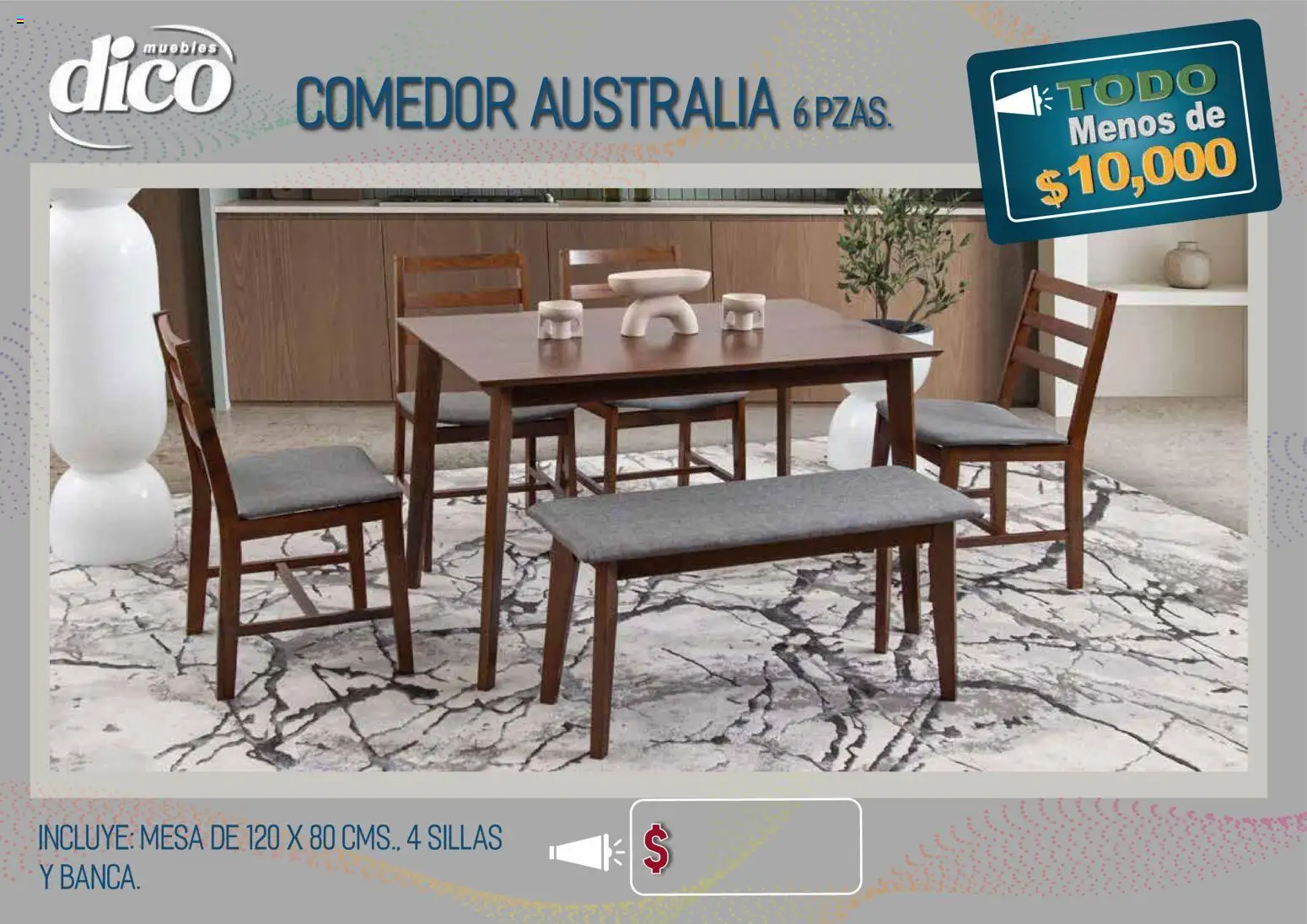 Nuevas ofertas de Muebles Dico válidas en toda la República Mexicana desde el 09.04.2026. ¡Encuentra las mejores ofertas en Muebles Dico catálogo Todo menos de 10000 Pacifico! | Página: 28 | Productos: Mesa