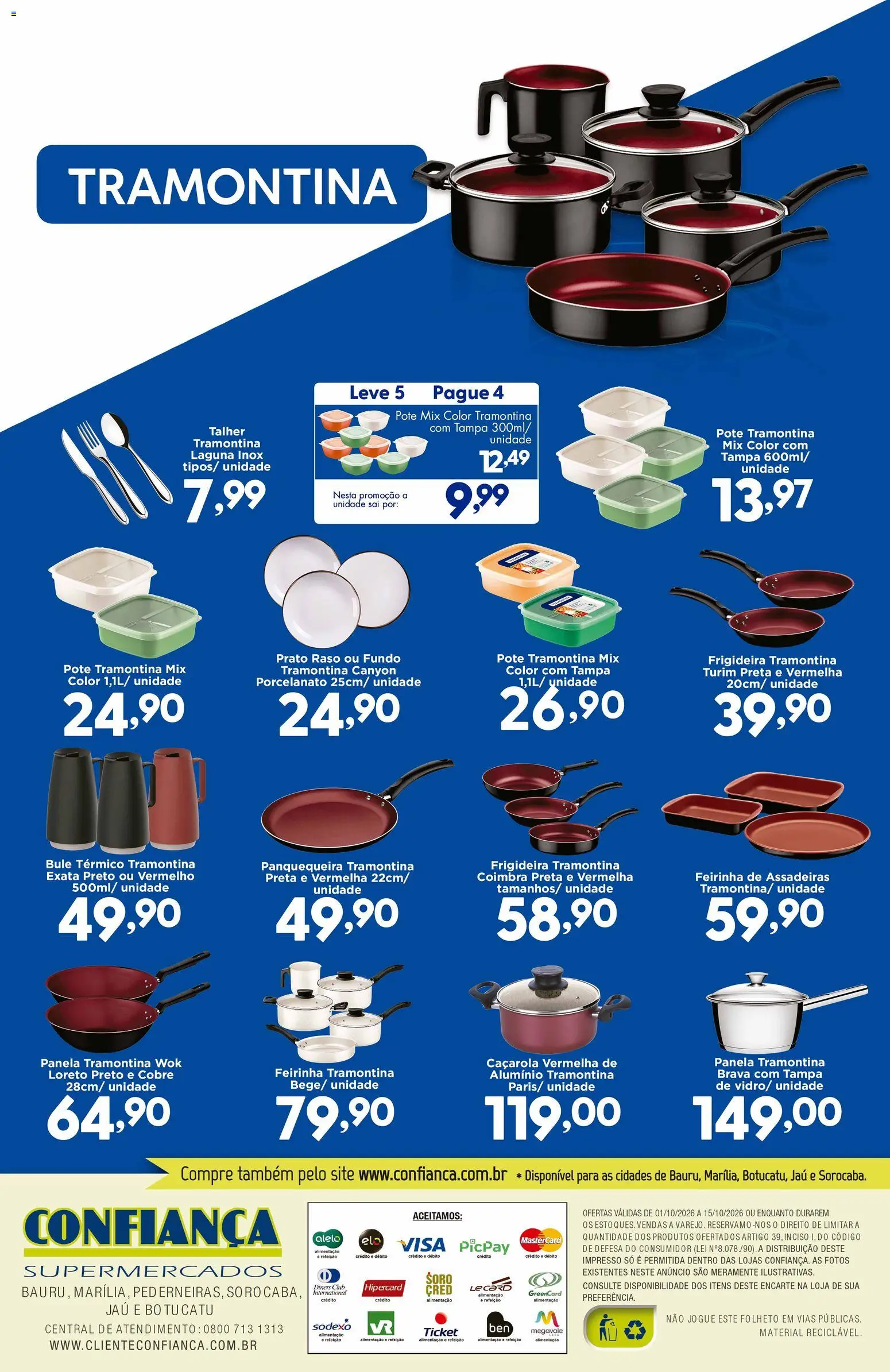 Confiança Folheto - válido de 01/10/2026 | Página: 2 | Produtos: Panquequeira, Frigideira, Porcelanato, Caçarola
