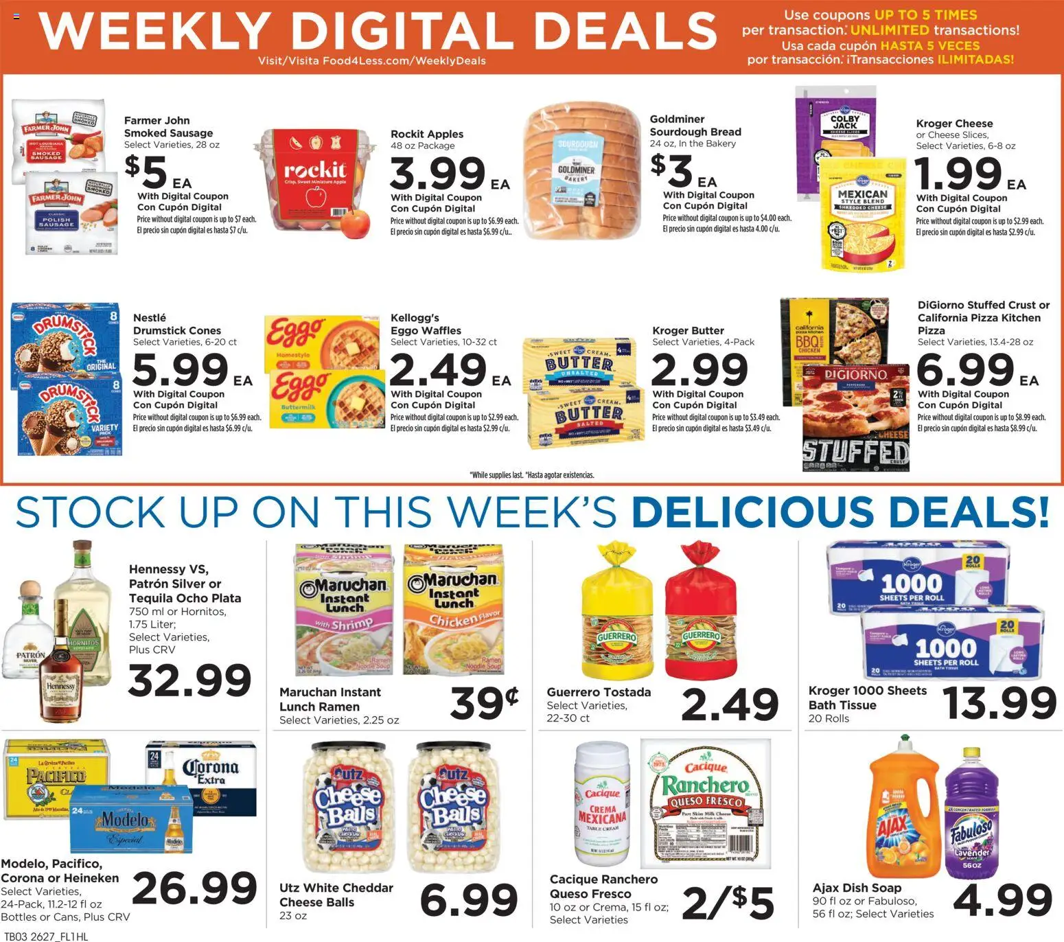 Food 4 Less Weekly Ad - valid from 08/05/2026 | Page: 5 | Products: Table, Milk, Cheese, Cream
